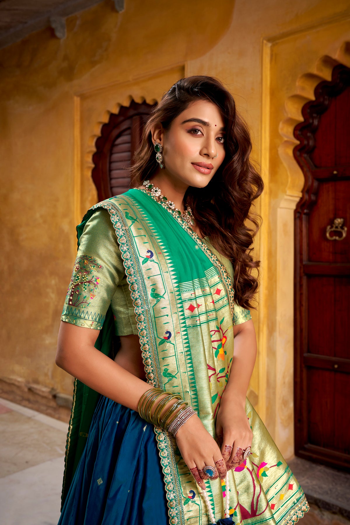 Paithani Thread Embroidered Lehenga With Dupatta