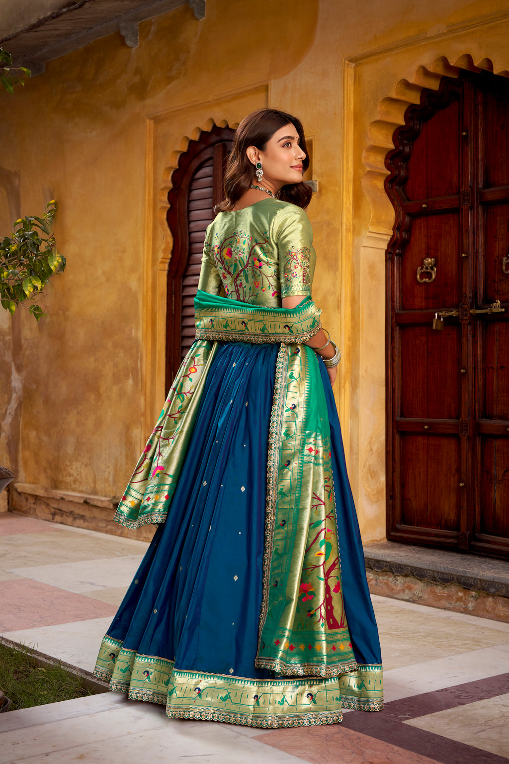 Paithani Thread Embroidered Lehenga With Dupatta
