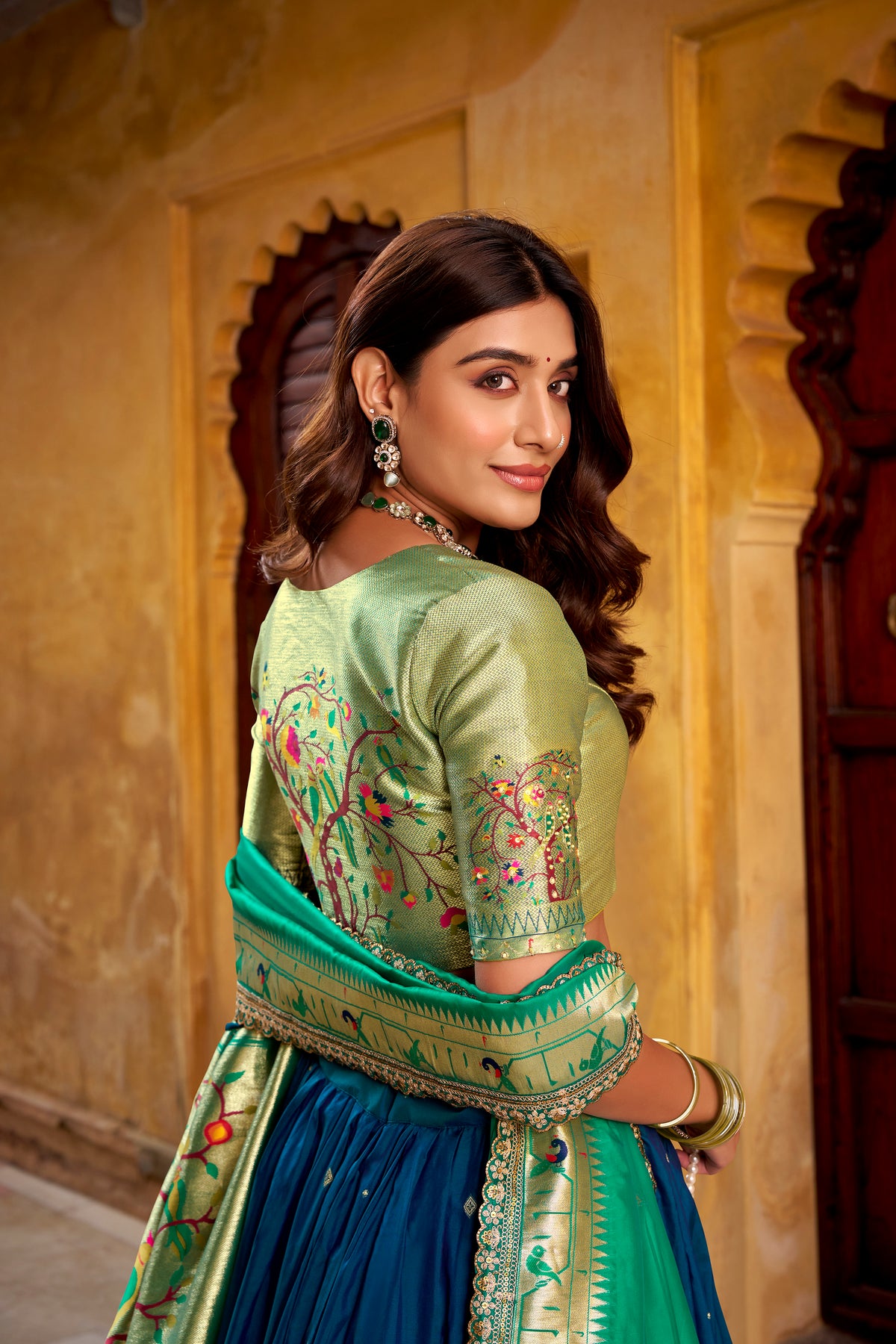 Paithani Thread Embroidered Lehenga With Dupatta