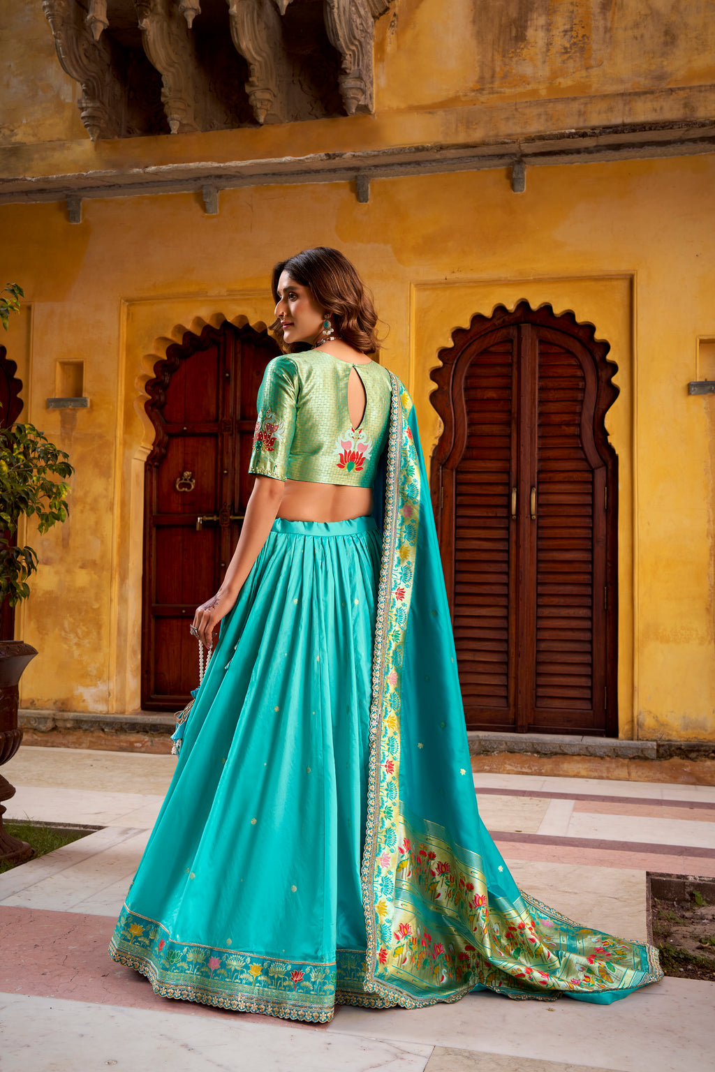 Paithani Thread Embroidered Lehenga With Dupatta