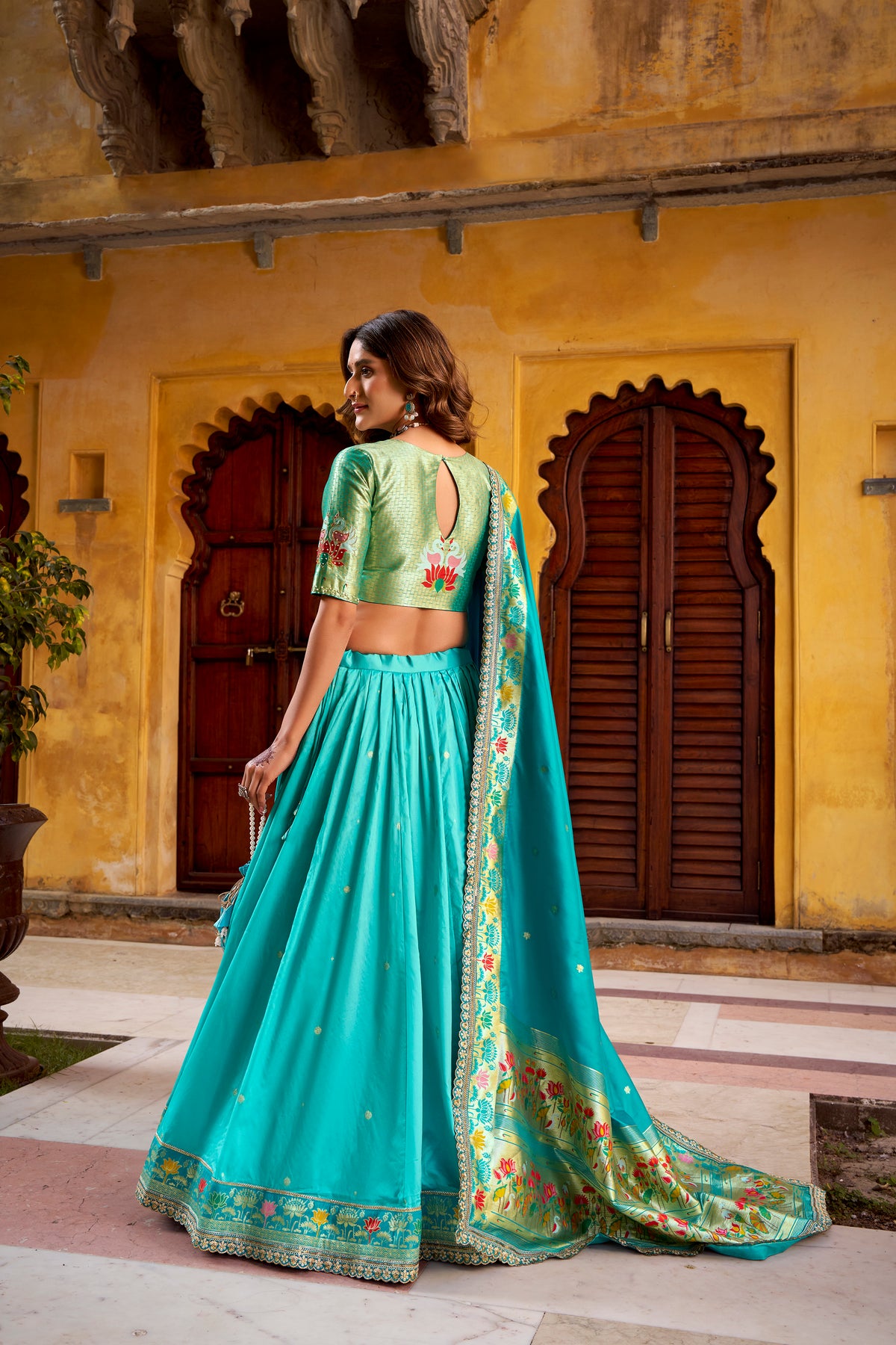 Paithani Thread Embroidered Lehenga With Dupatta