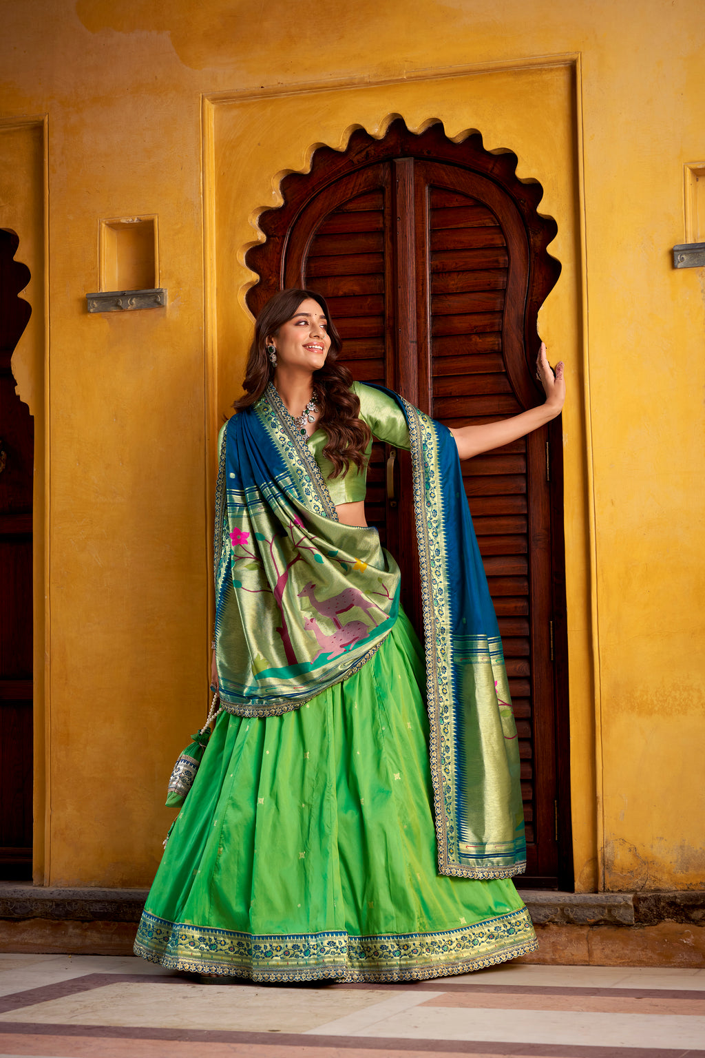 Paithani Thread Embroidered Lehenga With Dupatta