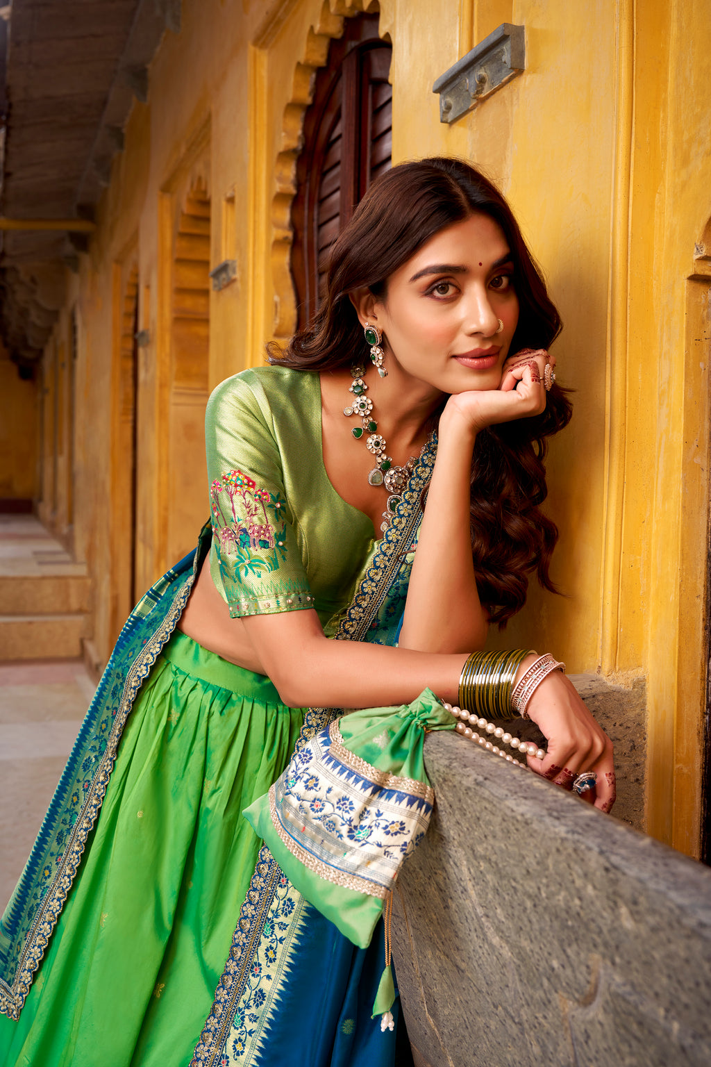 Paithani Thread Embroidered Lehenga With Dupatta