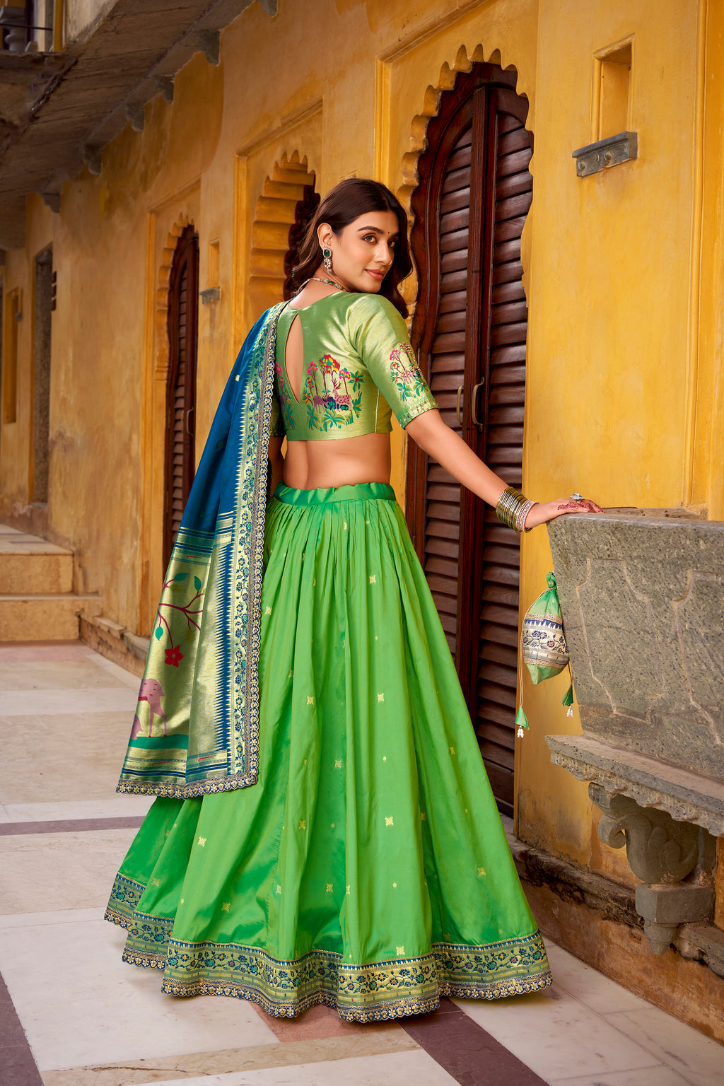 Paithani Thread Embroidered Lehenga With Dupatta