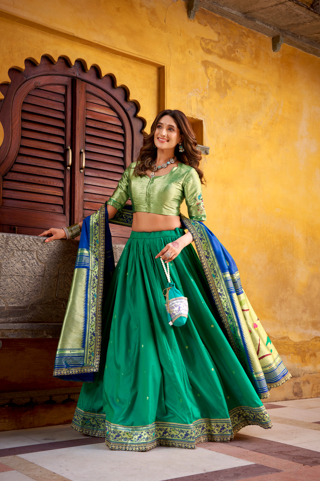 Paithani Thread Embroidered Lehenga With Dupatta