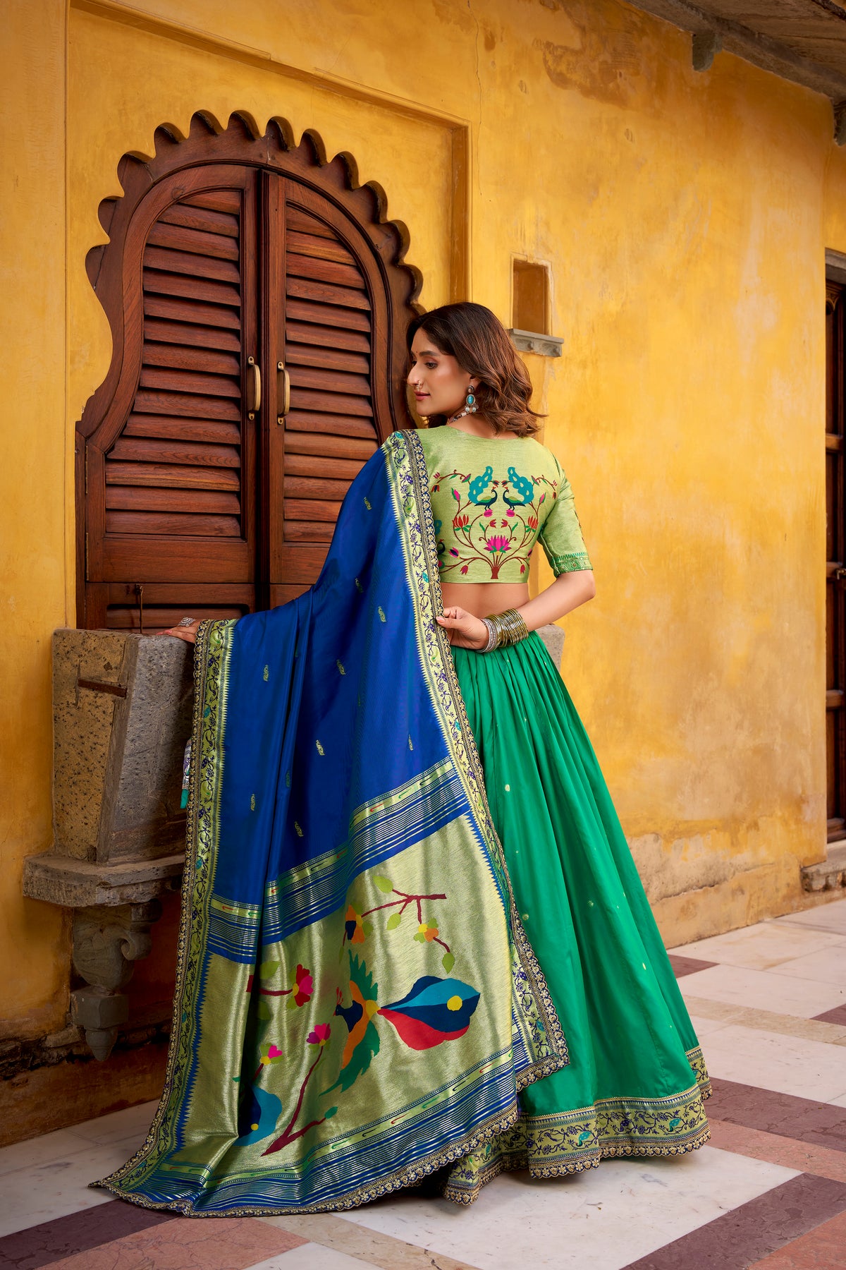 Paithani Thread Embroidered Lehenga With Dupatta