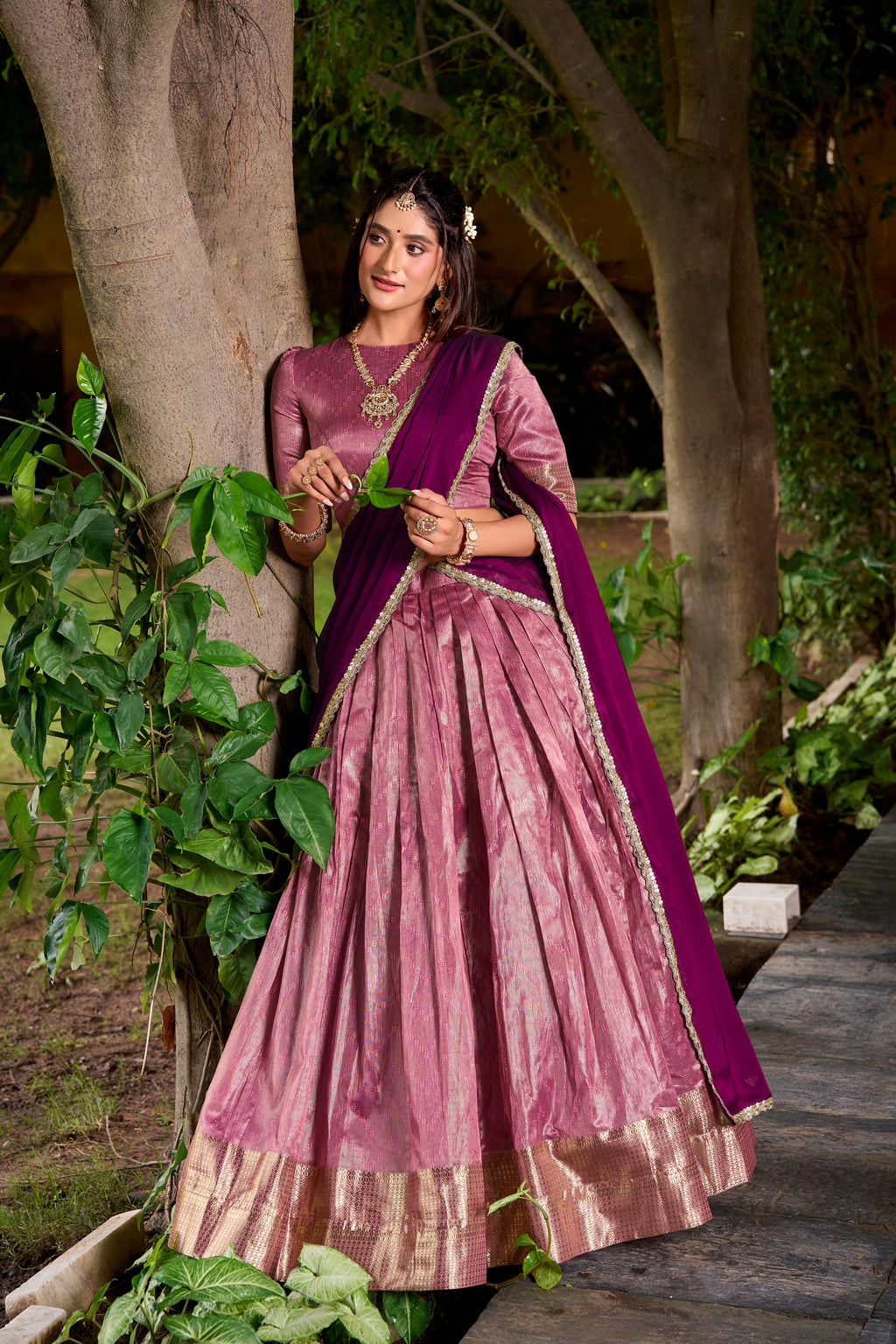 Dupion Silk Zari Weaving Lehenga With Dupatta