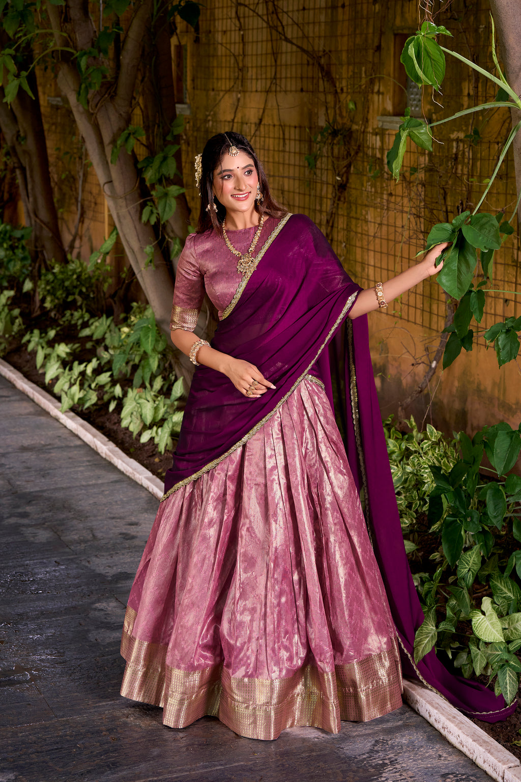 Dupion Silk Zari Weaving Lehenga With Dupatta