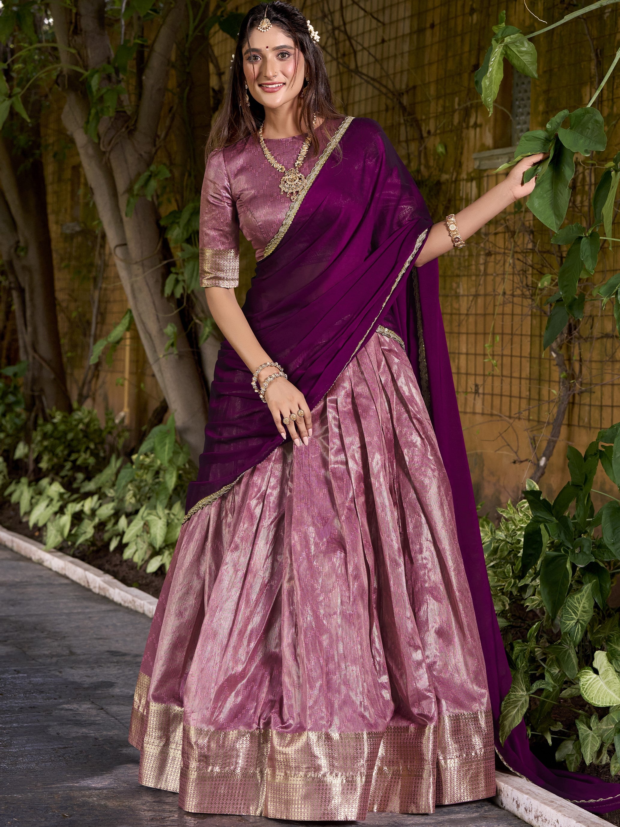 Dupion Silk Zari Weaving Lehenga With Dupatta