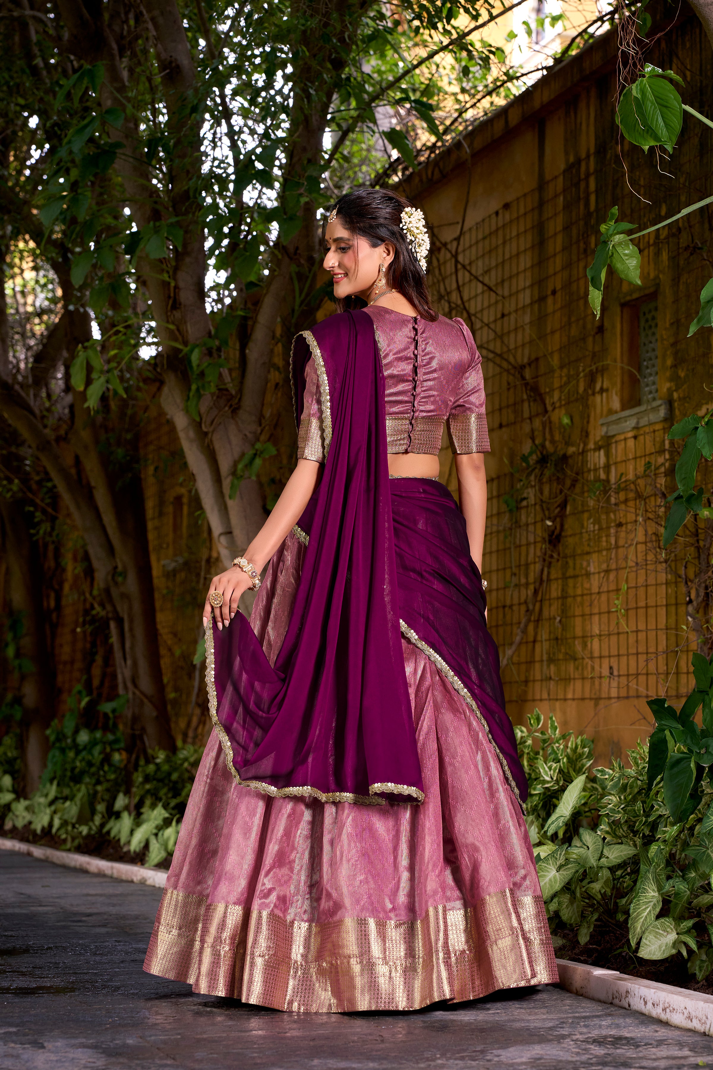 Dupion Silk Zari Weaving Lehenga With Dupatta