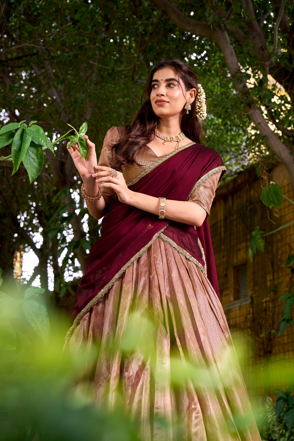 Dupion Silk Zari Weaving Lehenga With Dupatta