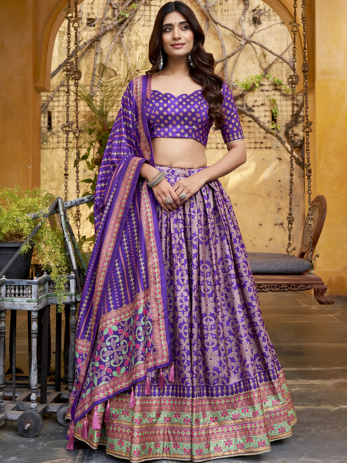 Tussar Silk Sparkle Lehenga With Dupatta