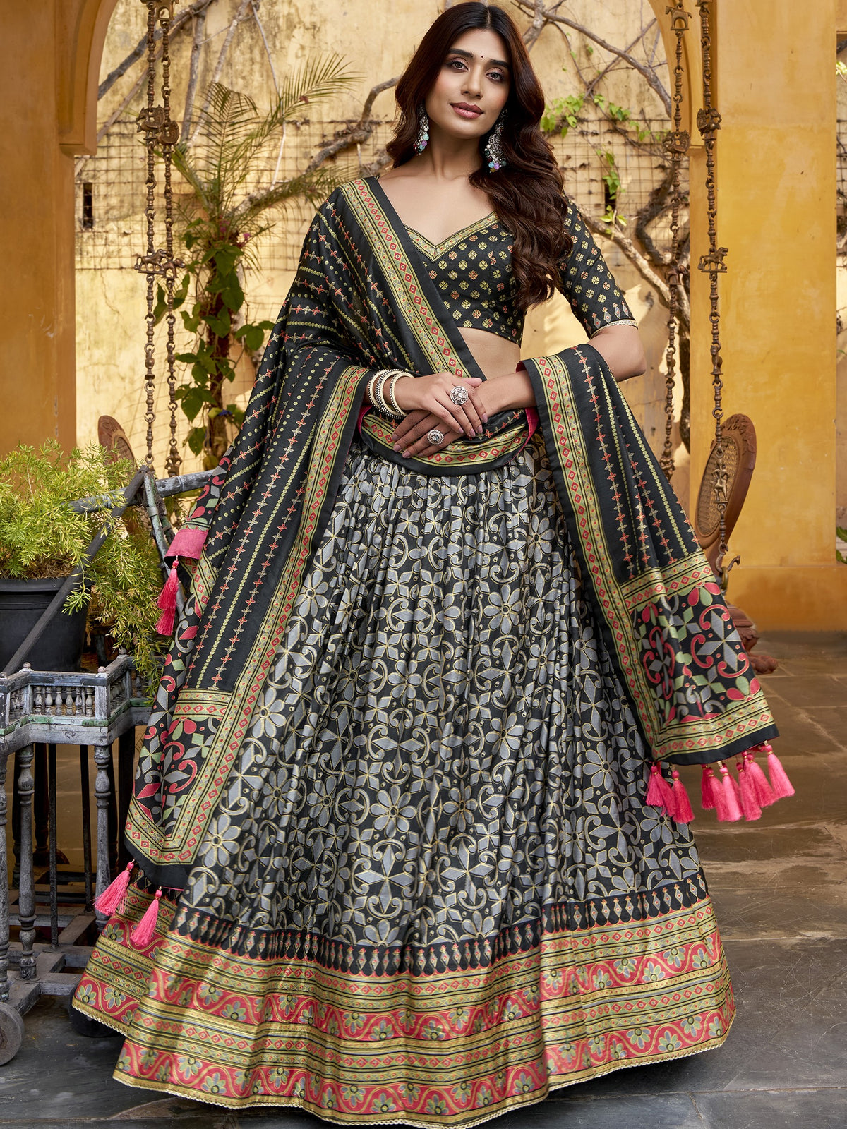 Tussar Silk Sparkle Lehenga With Dupatta