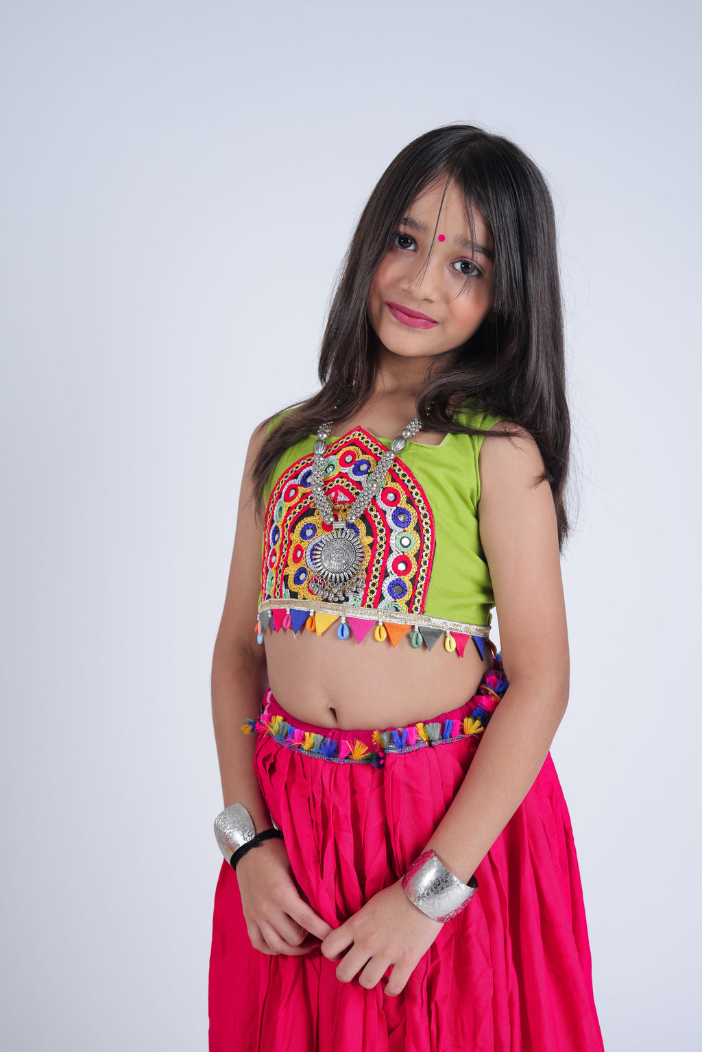 Pure Rayon Cotton Kids Navratri Lehenga
