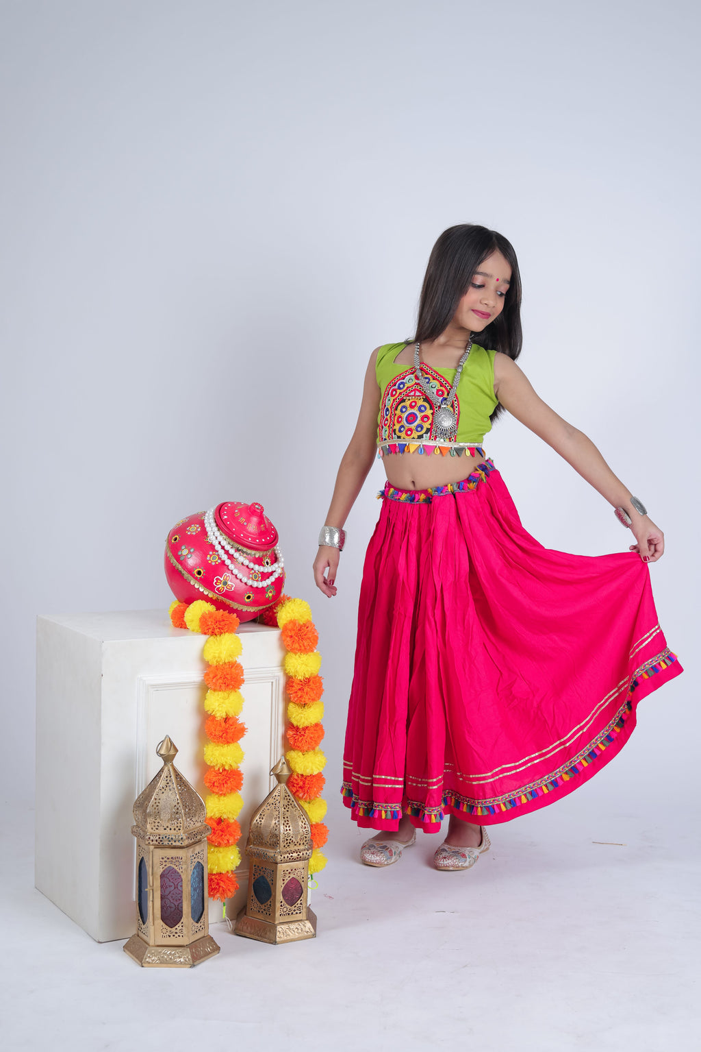Pure Rayon Cotton Kids Navratri Lehenga