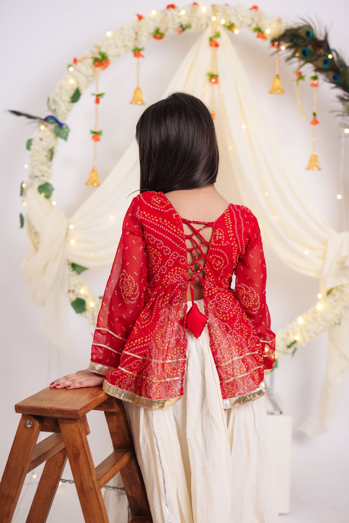 Kora Cotton Kids Navratri Lehenga With Top