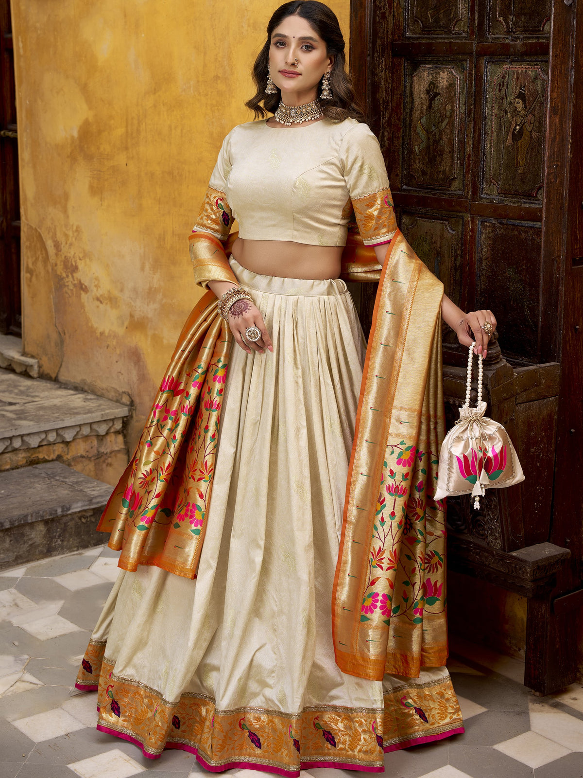 Silk Paithani Zari Weaving Lehenga With Dupatta