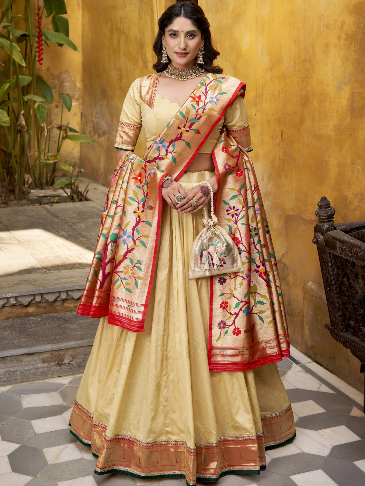 Silk Paithani Zari Weaving Lehenga With Dupatta