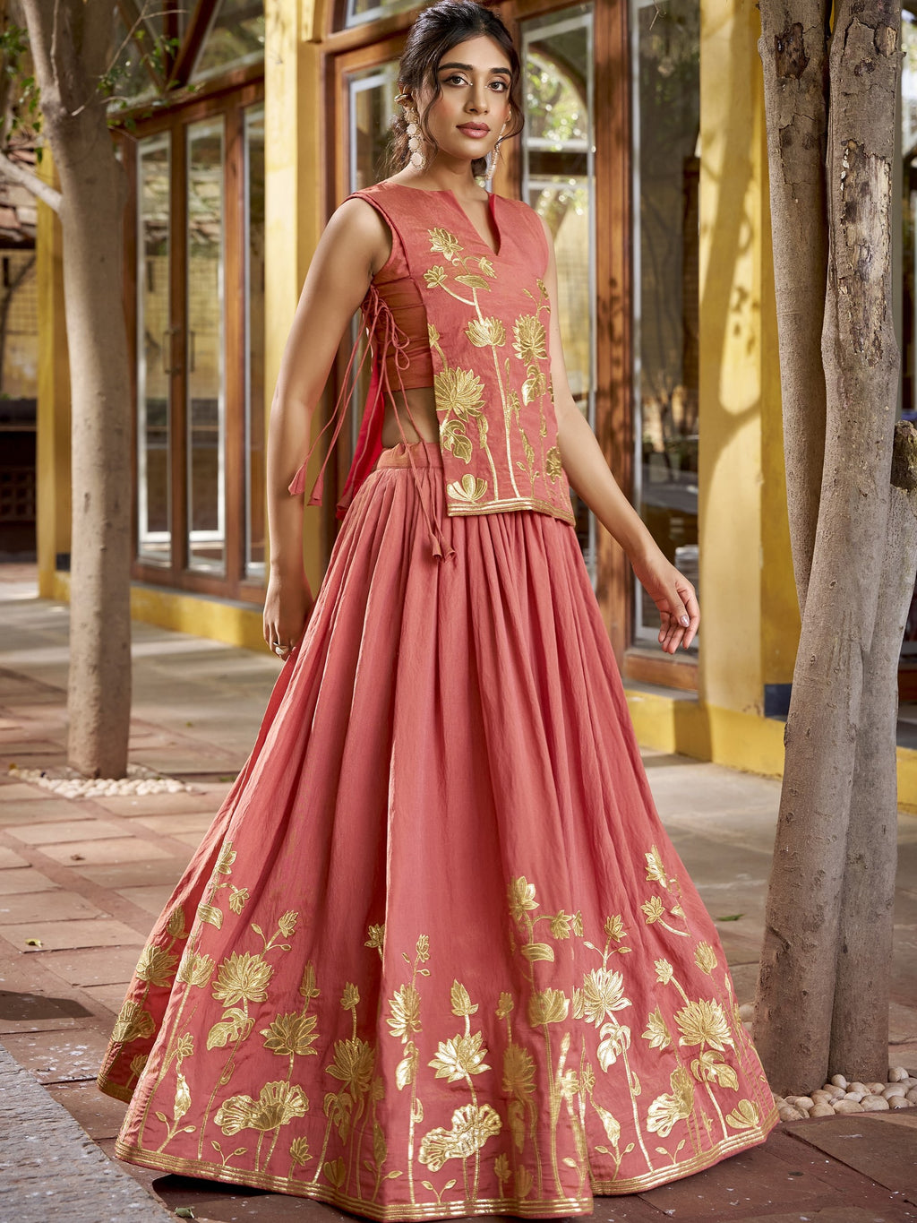 Pure Shimmer Thread Embroidered Lehenga With Blouse