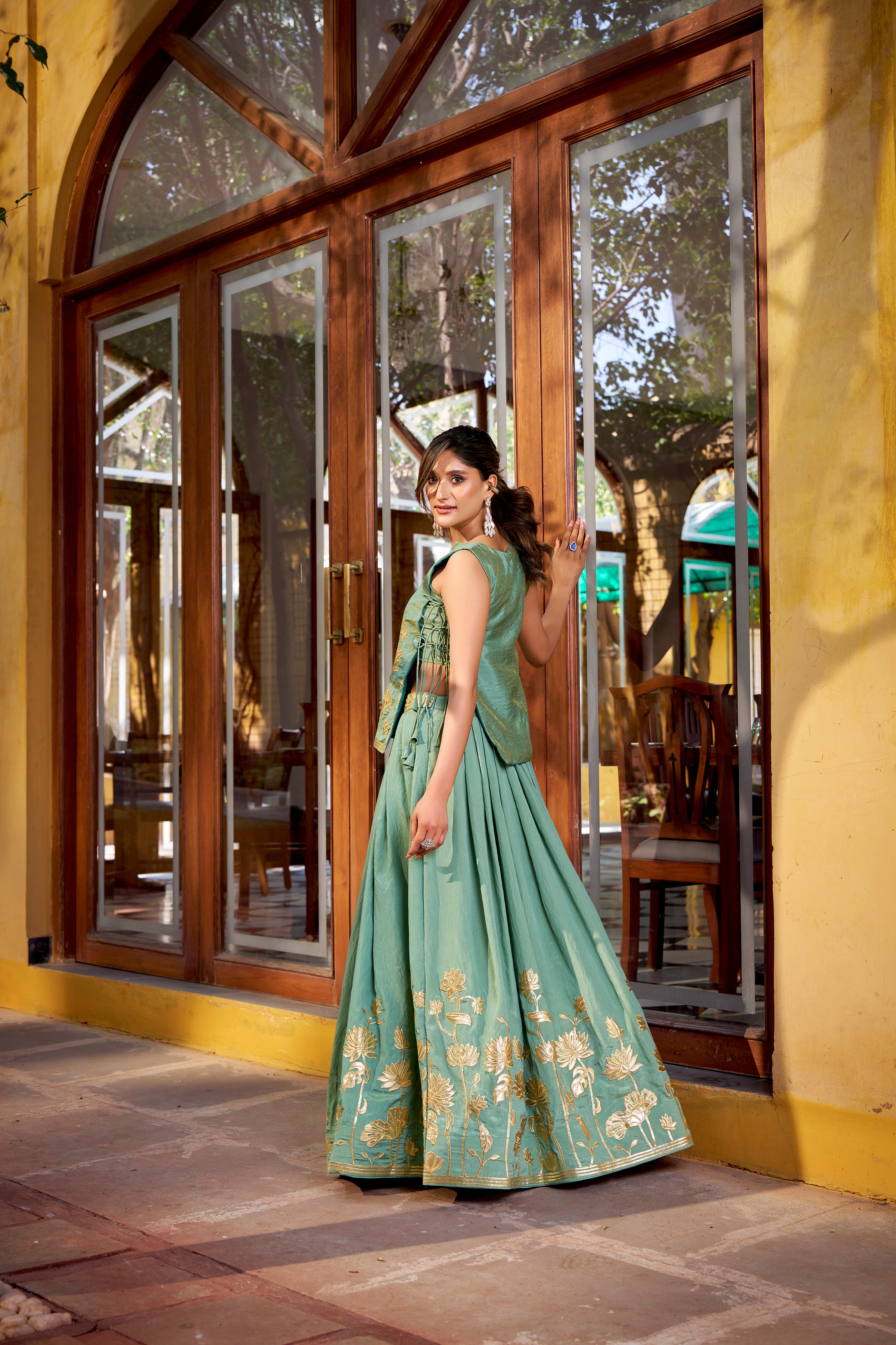 Pure Shimmer Thread Embroidered Lehenga With Blouse