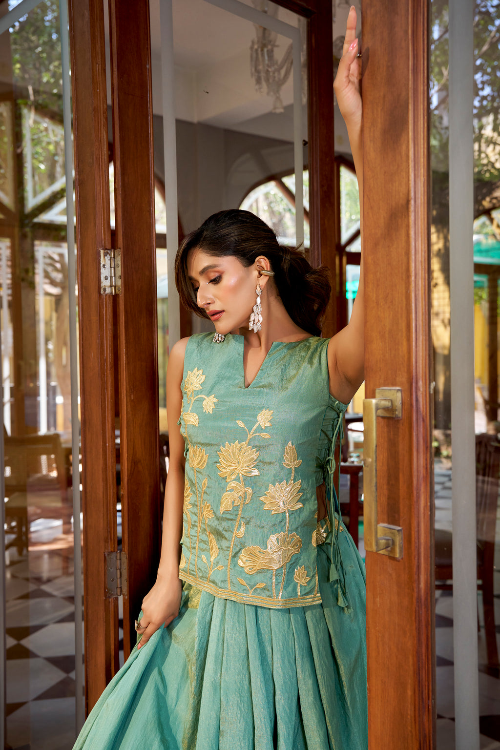 Pure Shimmer Thread Embroidered Lehenga With Blouse