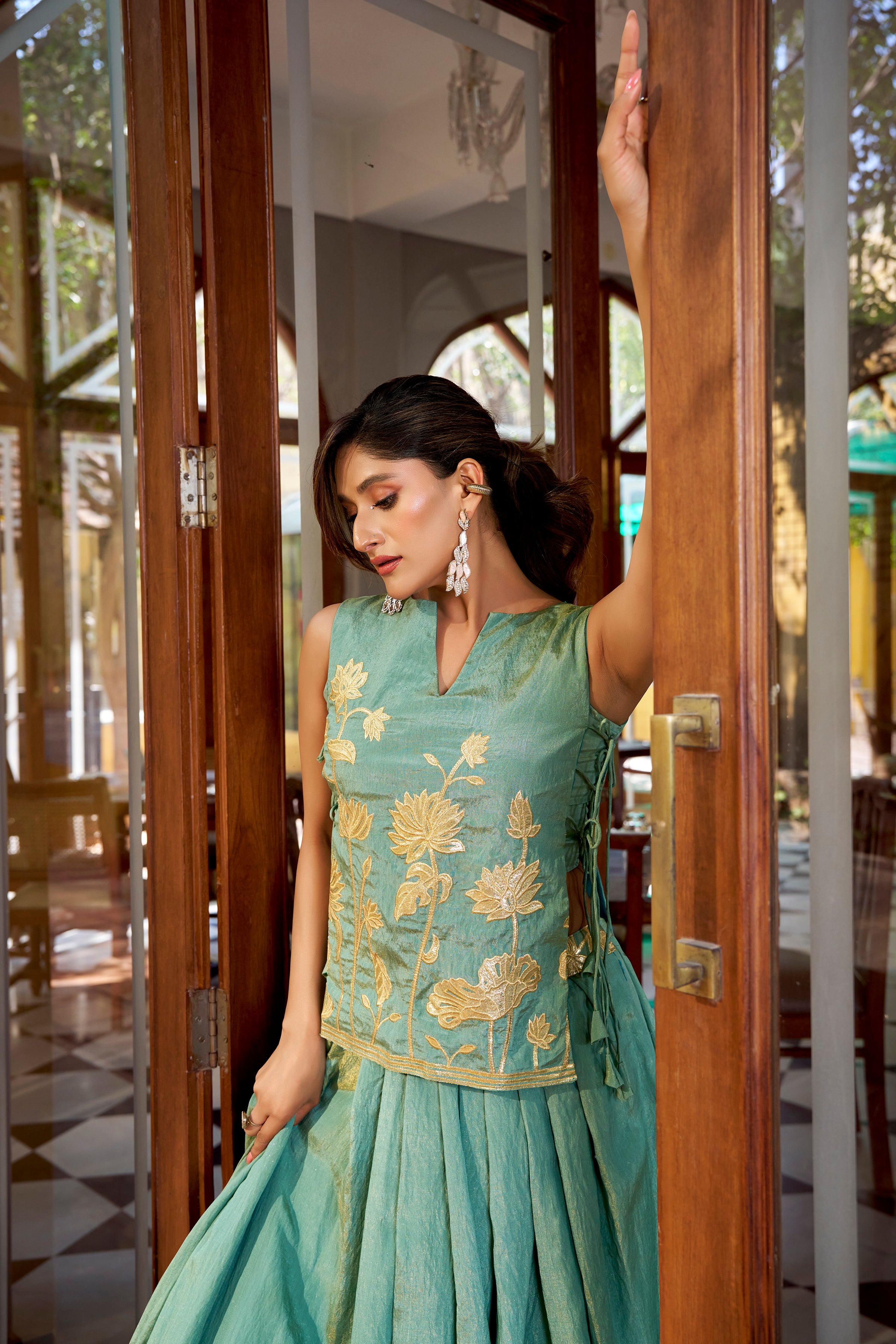 Pure Shimmer Thread Embroidered Lehenga With Blouse