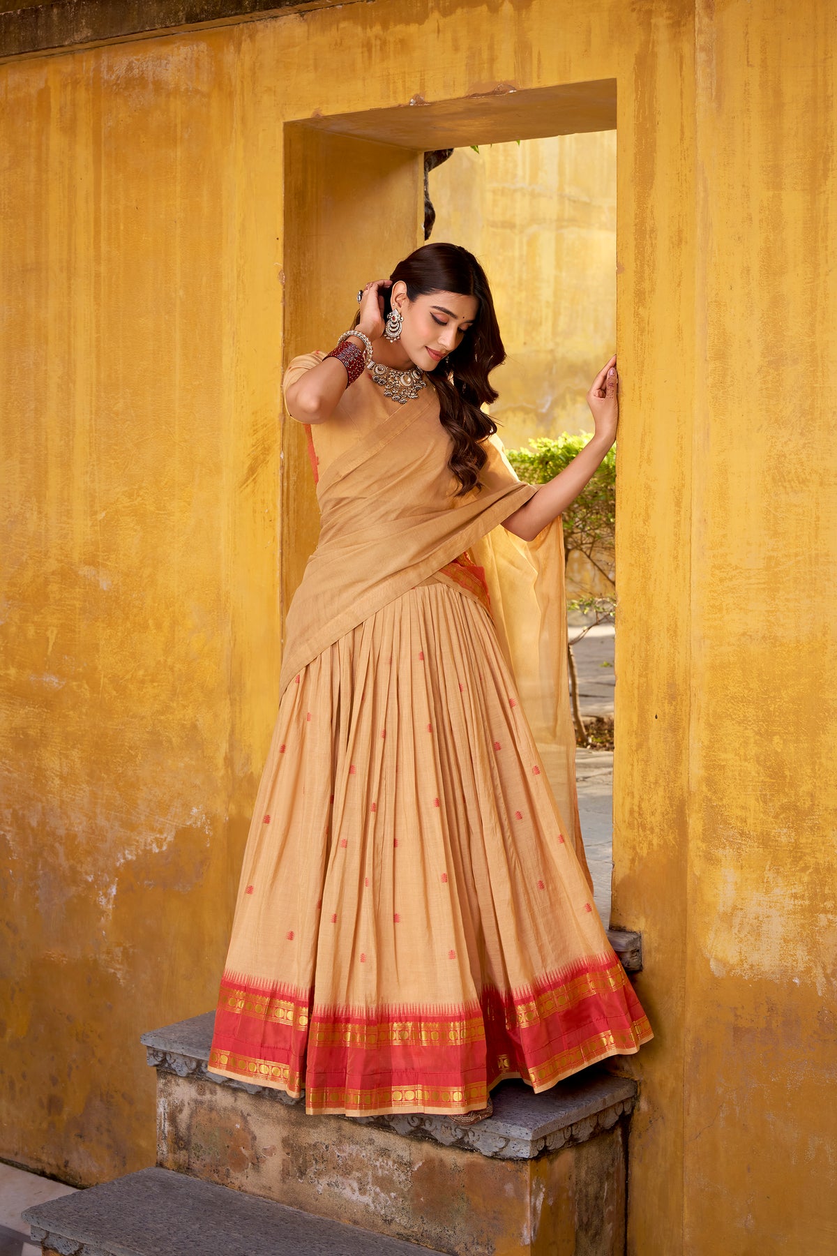 Pure Chanderi Zari Weaving Lehenga With Dupatta
