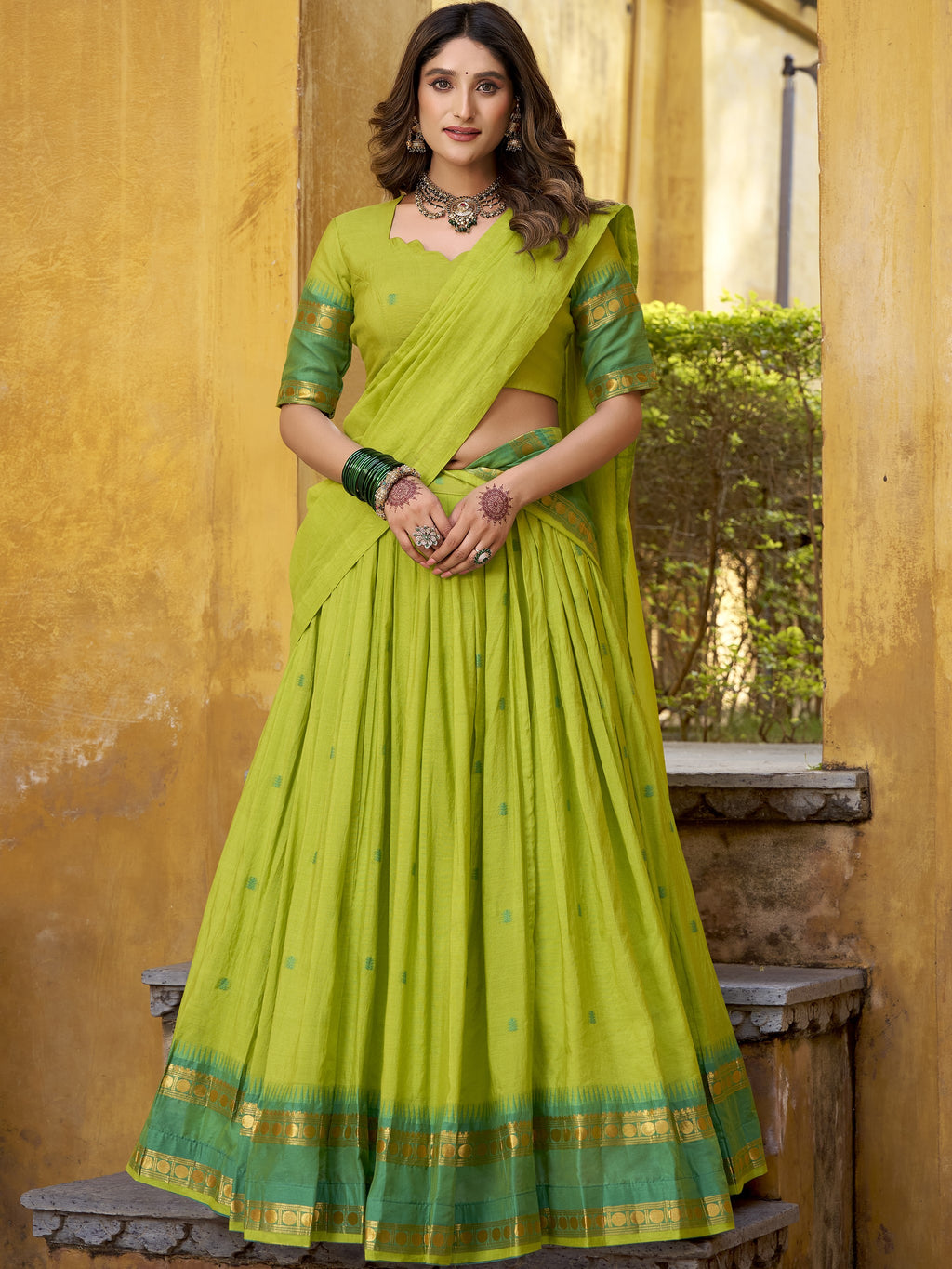 Pure Chanderi Zari Weaving Lehenga With Dupatta
