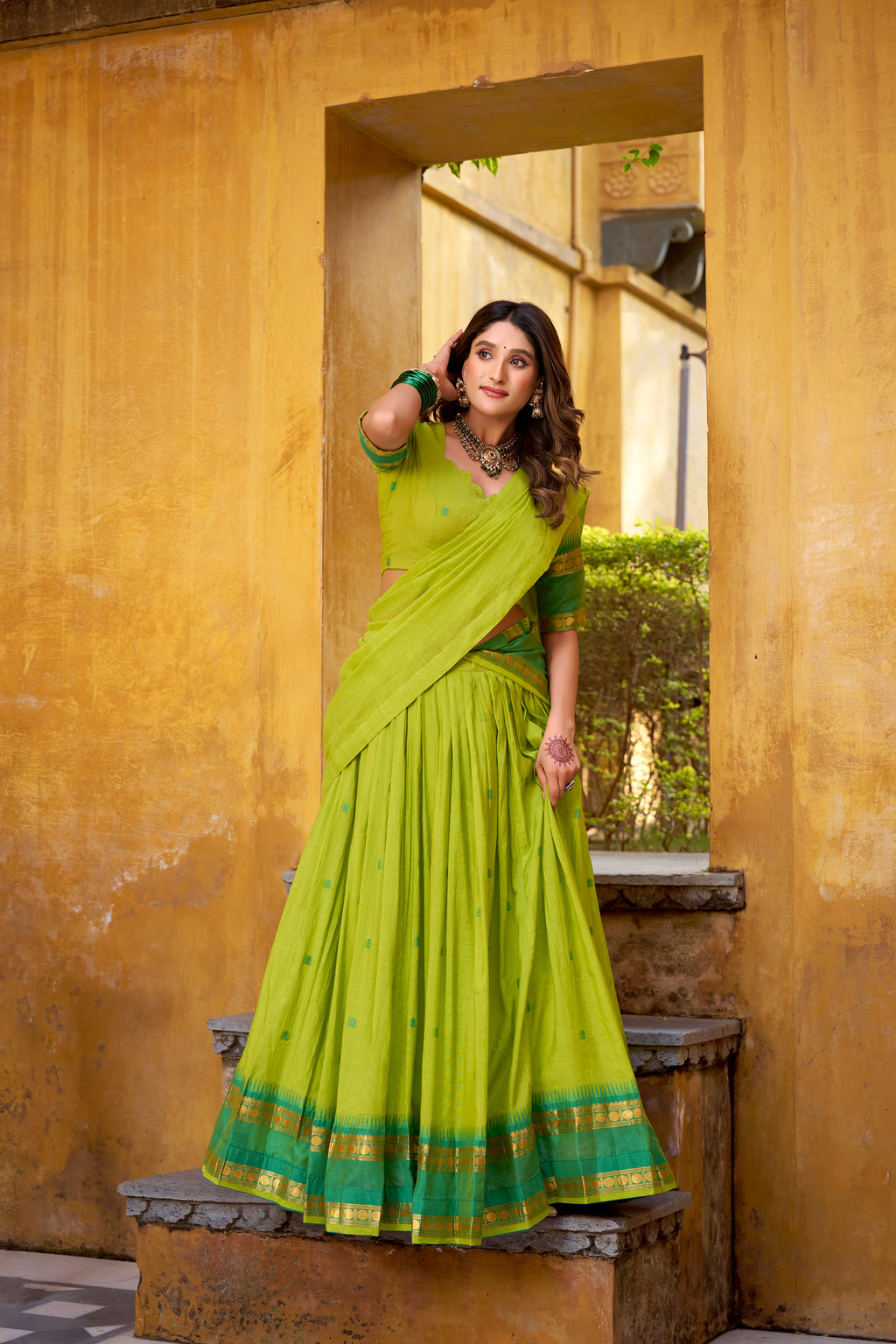 Pure Chanderi Zari Weaving Lehenga With Dupatta