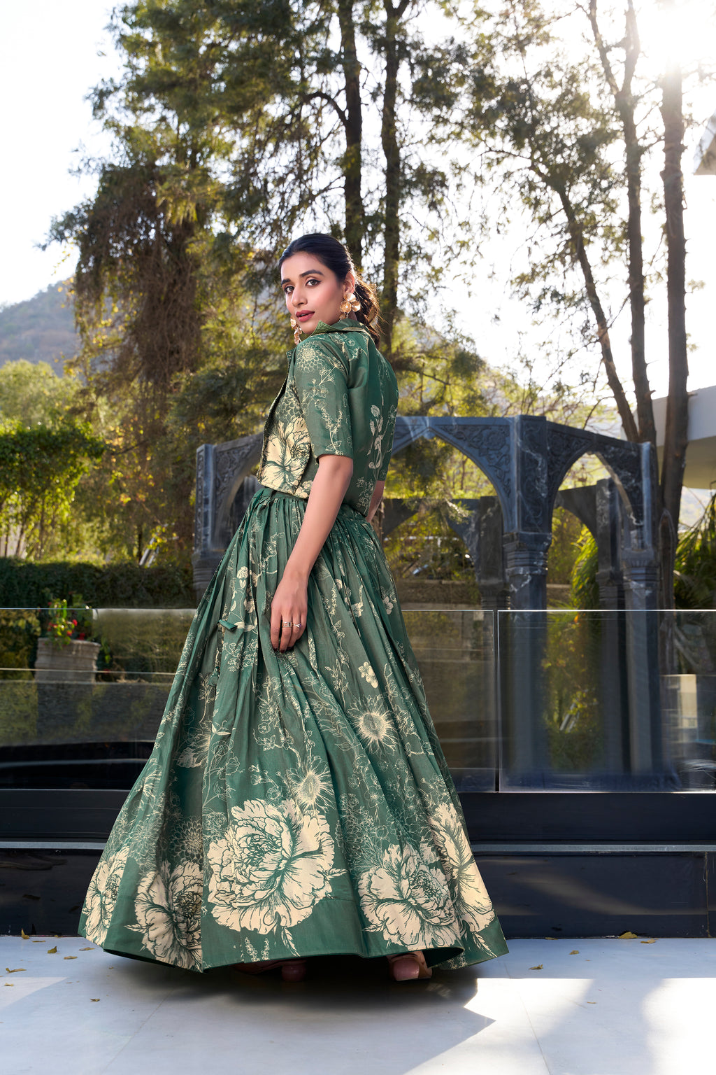 Tussar Silk Floral Printed Lehenga With Dupatta