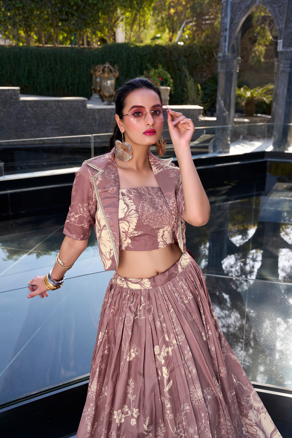 Tussar Silk Floral Printed Lehenga With Dupatta