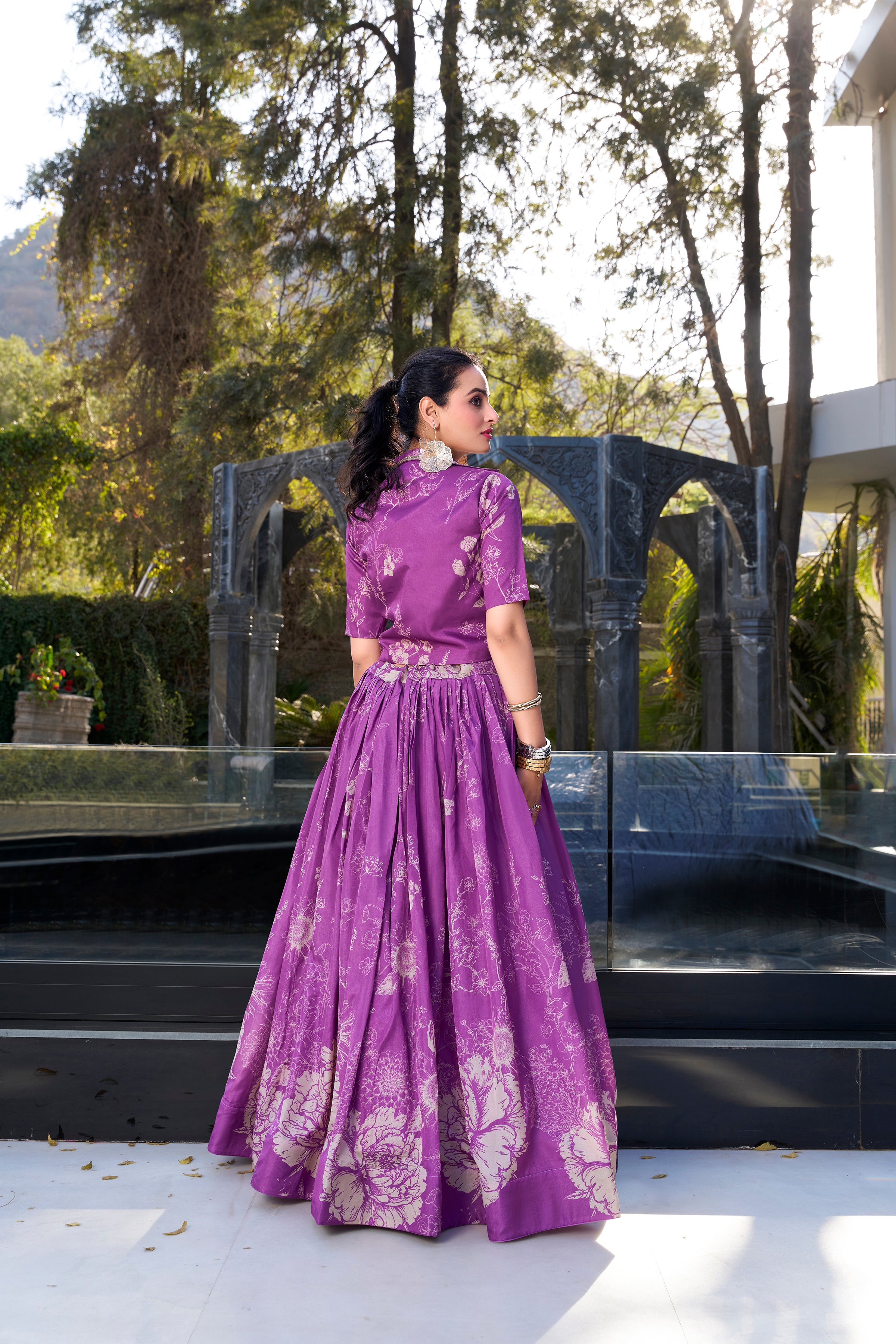 Tussar Silk Floral Printed Lehenga With Dupatta