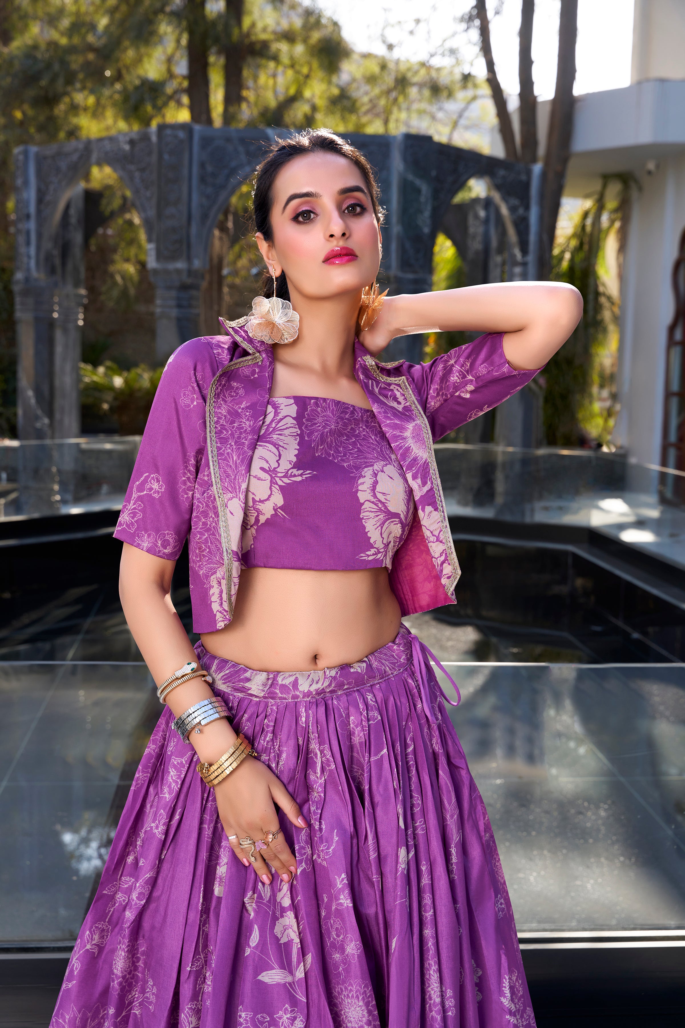 Tussar Silk Floral Printed Lehenga With Dupatta