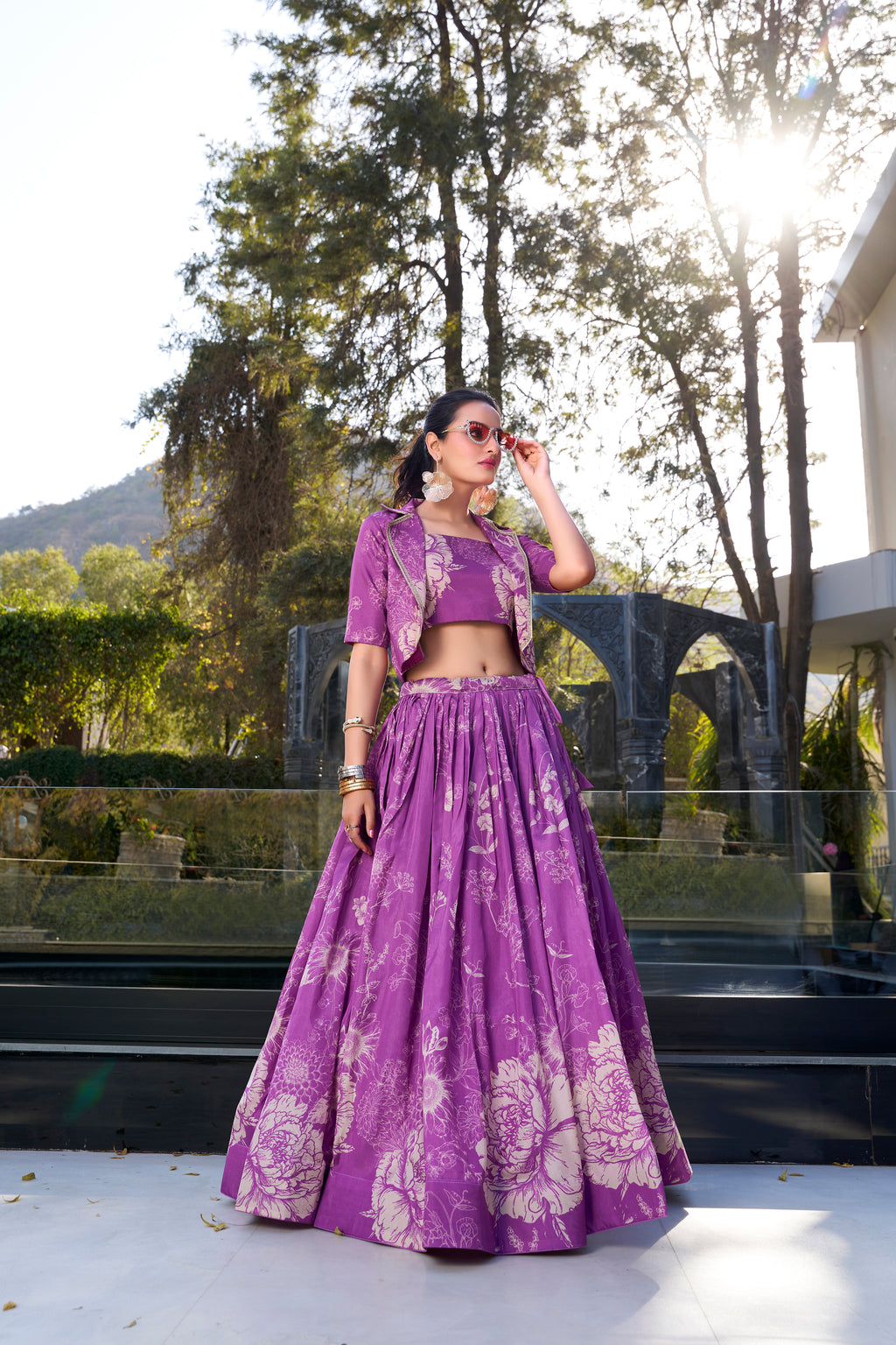 Tussar Silk Floral Printed Lehenga With Dupatta