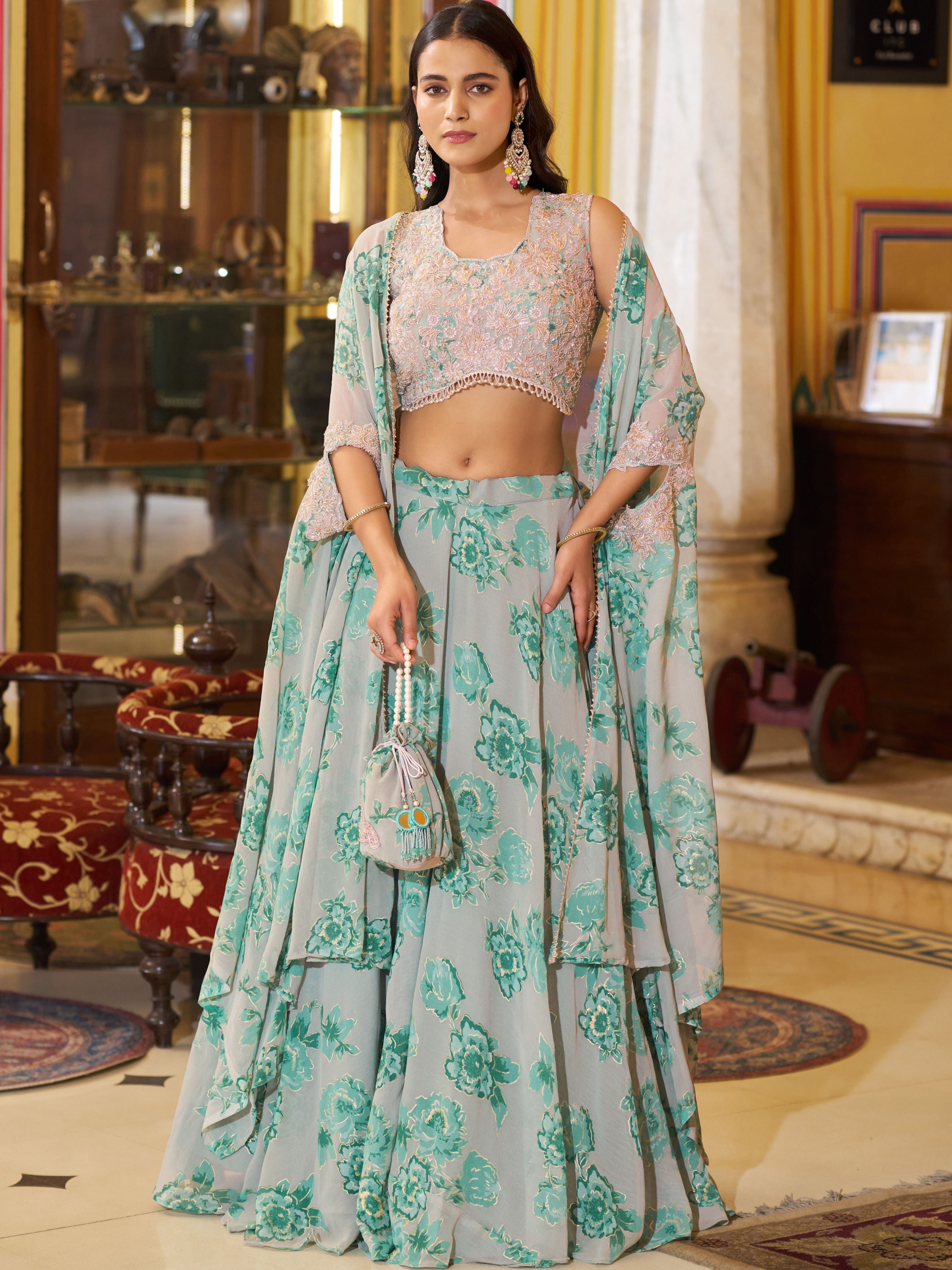 Chocolate Crush Thread Embroidered Lehenga With Dupatta