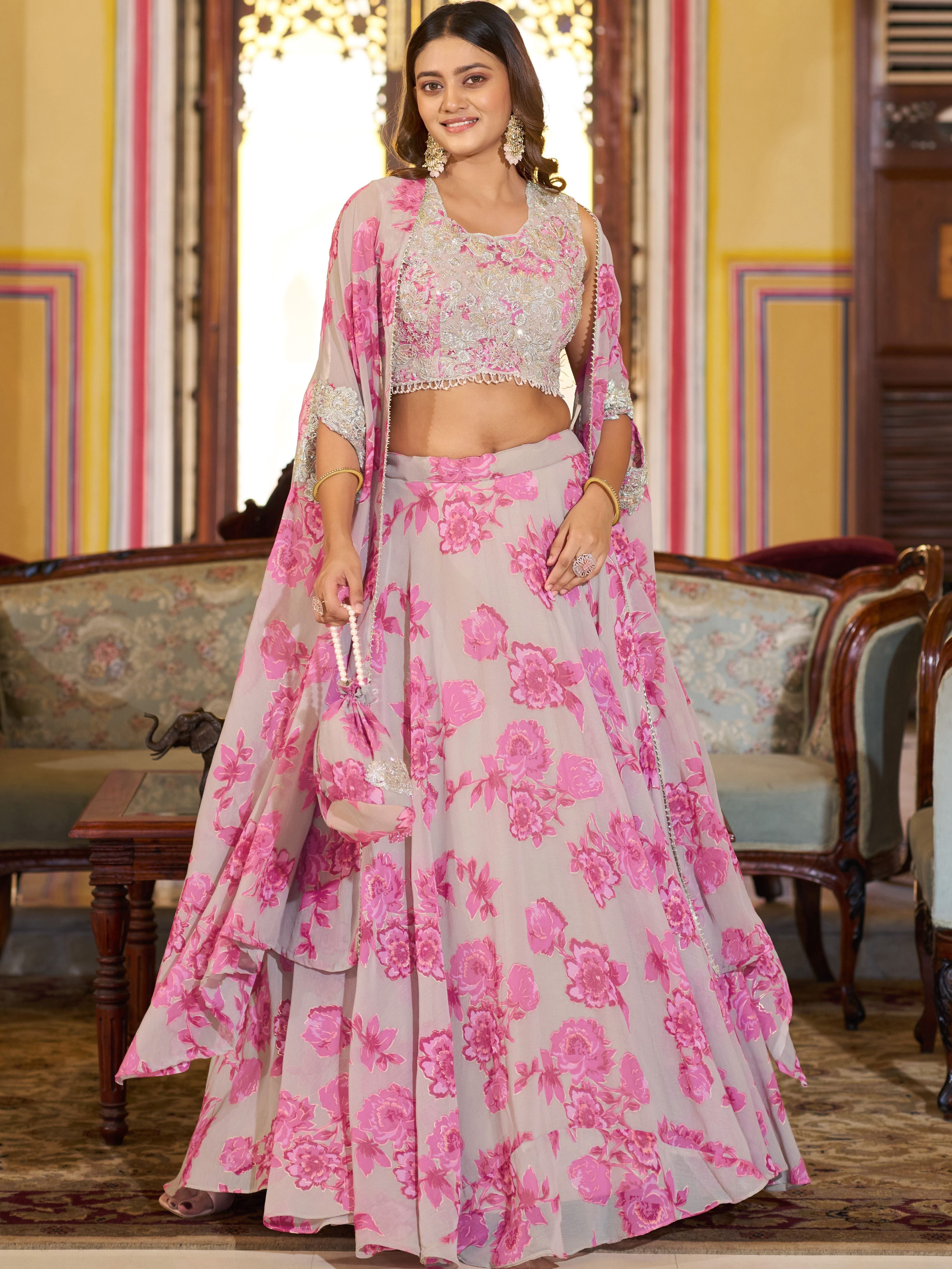 Chocolate Crush Thread Embroidered Lehenga With Dupatta