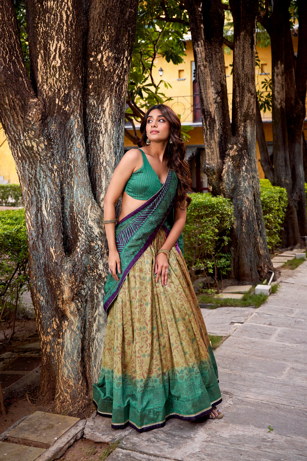 Vichitra Silk Printed Lehenga With Dupatta