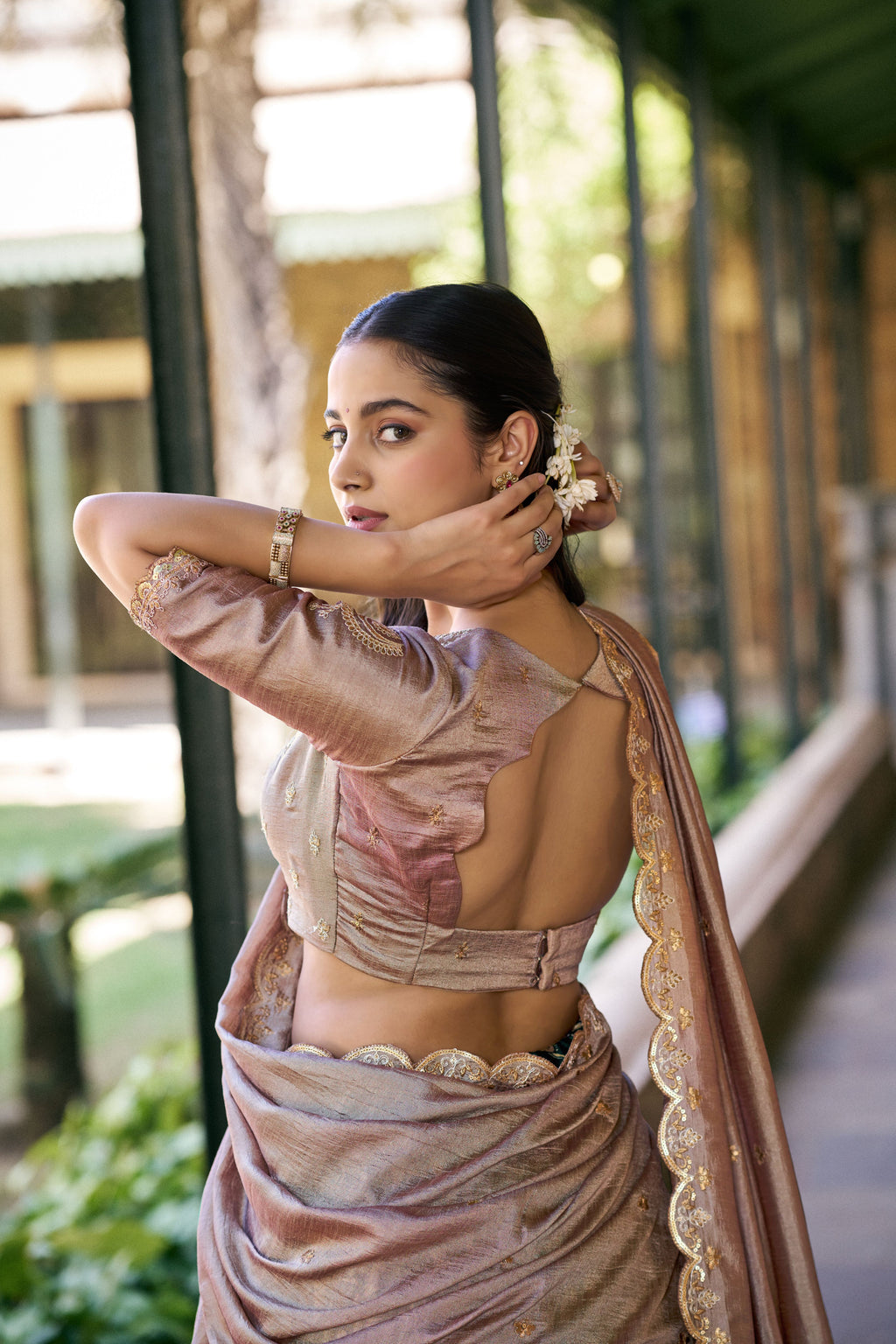 Tussar Silk Kalamkari Printed Lehenga With Dupatta