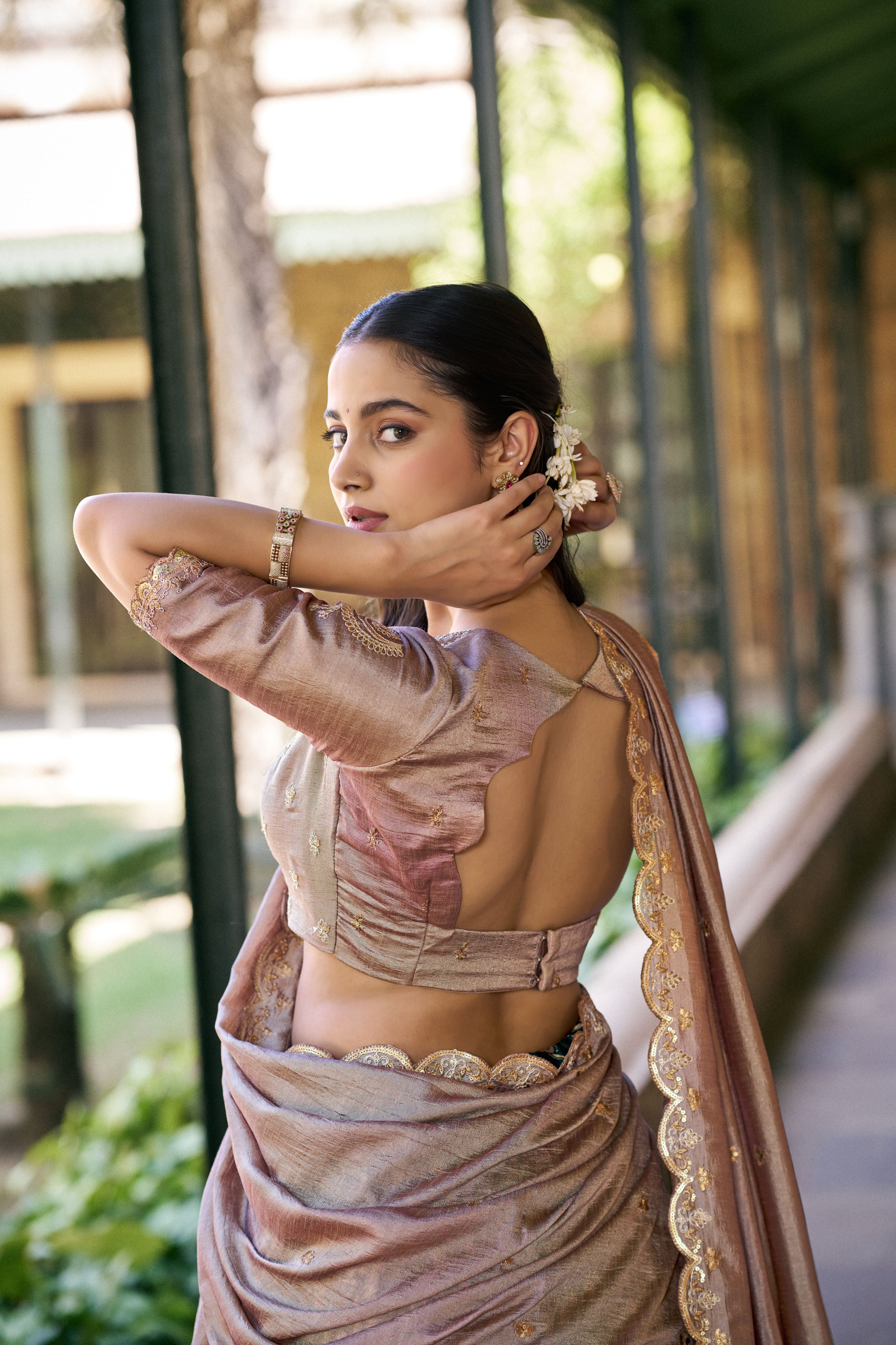 Tussar Silk Kalamkari Printed Lehenga With Dupatta