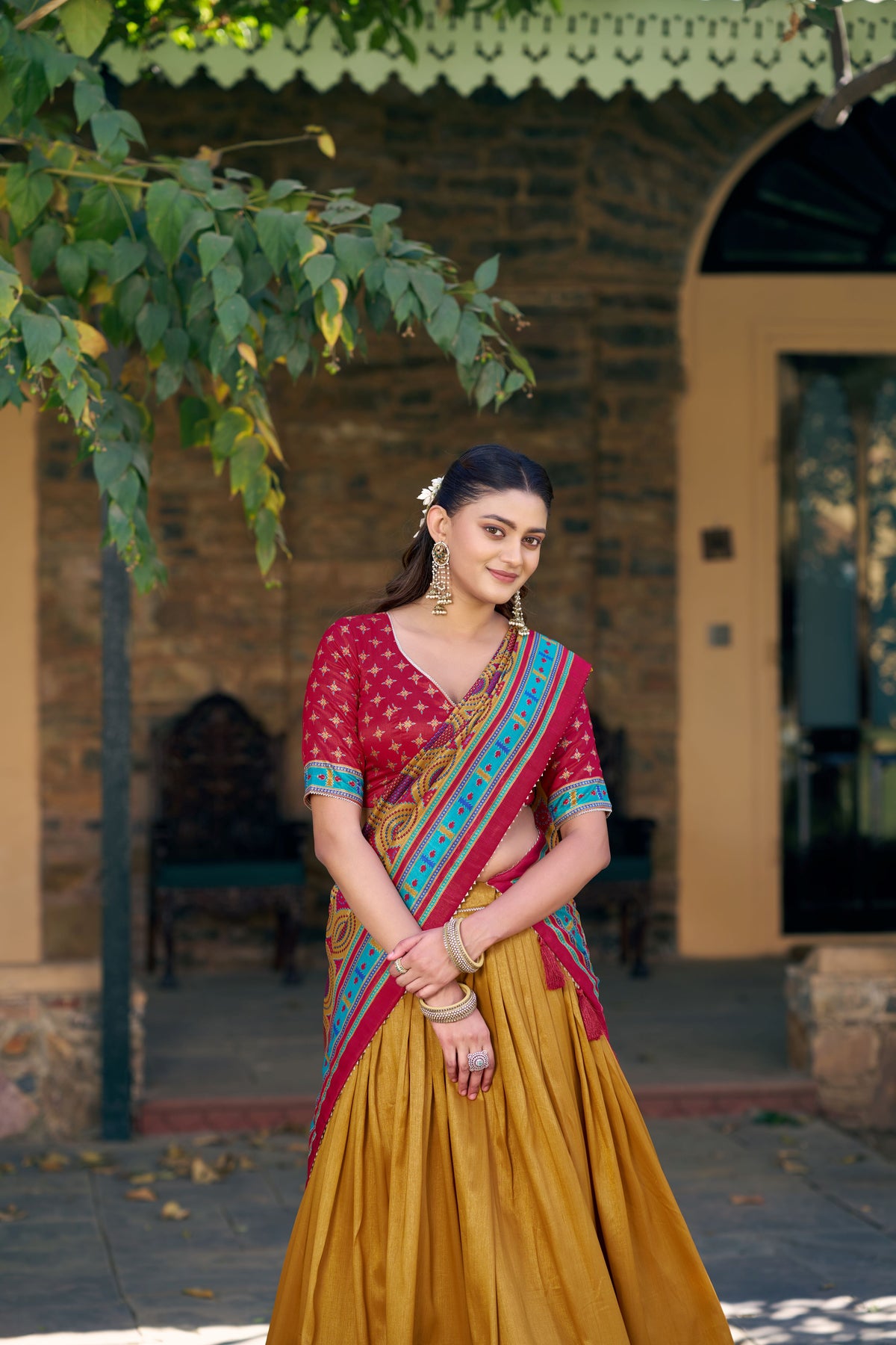 Tussar Silk Printed Lehenga With Dupatta
