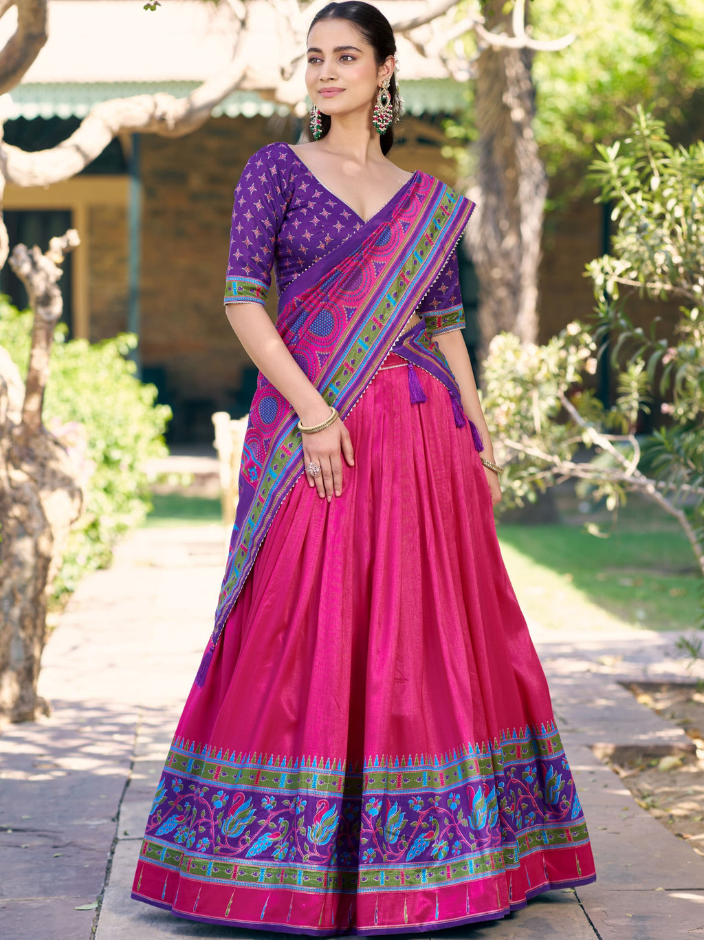 Tussar Silk Printed Lehenga With Dupatta