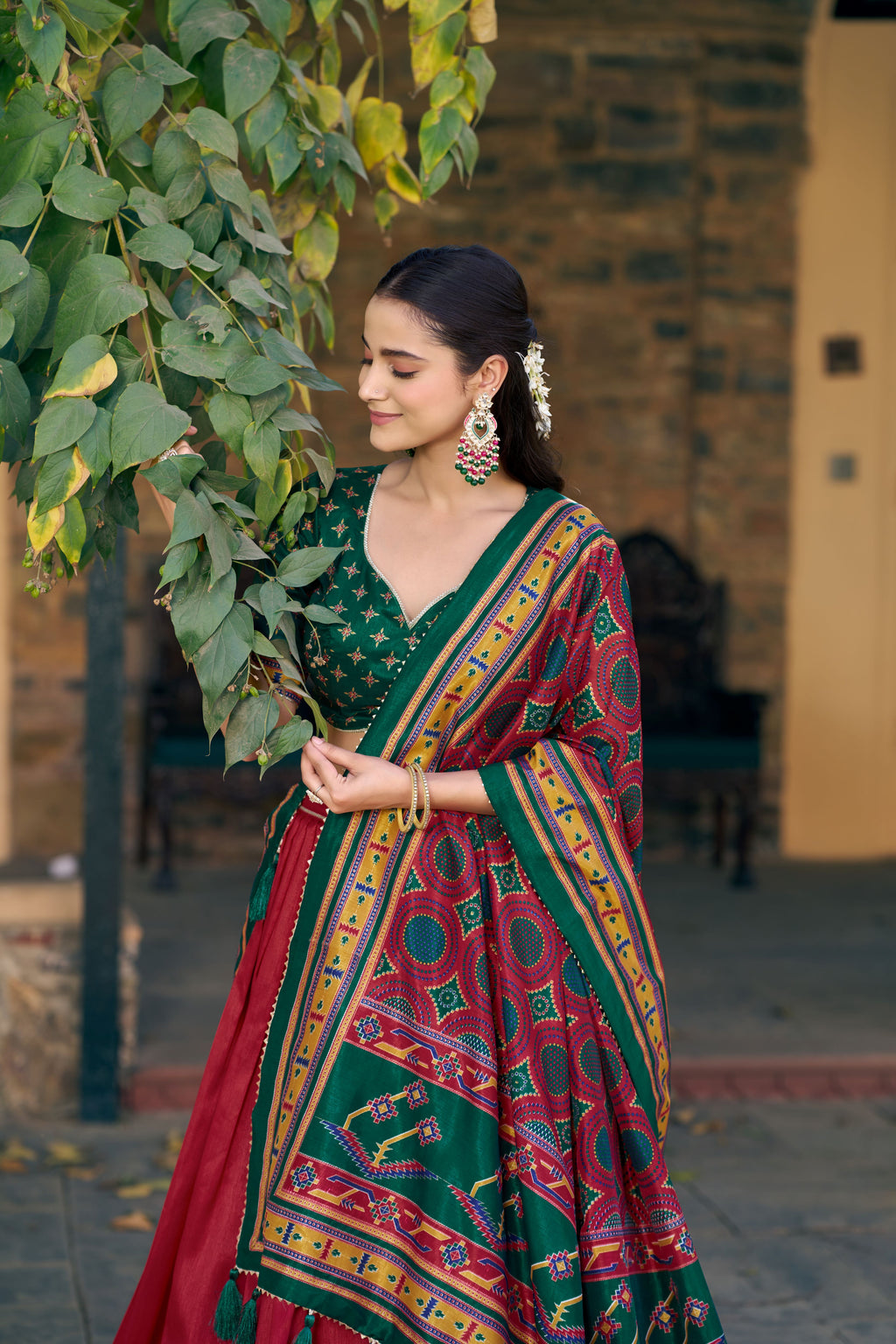 Tussar Silk Printed Lehenga With Dupatta