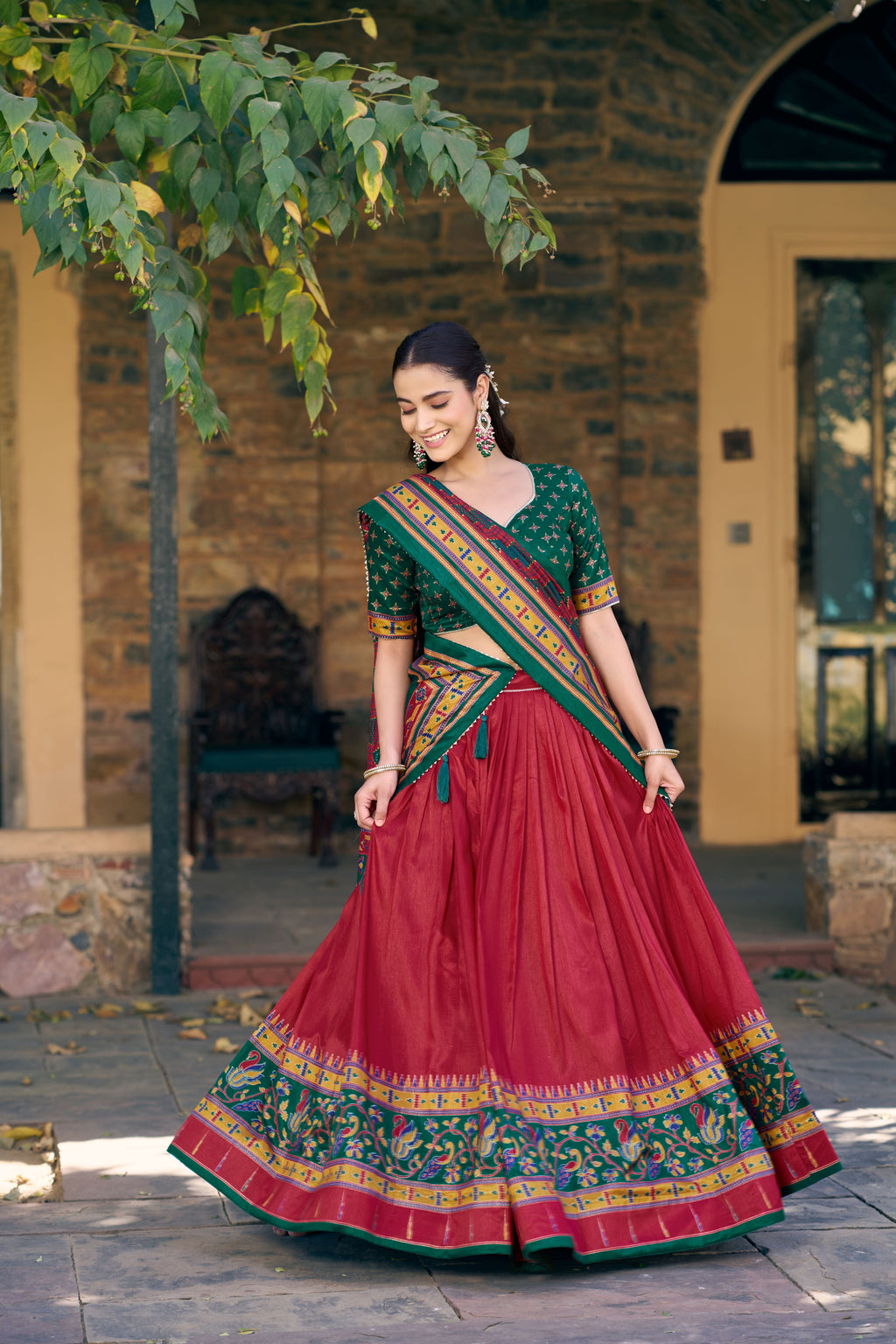 Tussar Silk Printed Lehenga With Dupatta