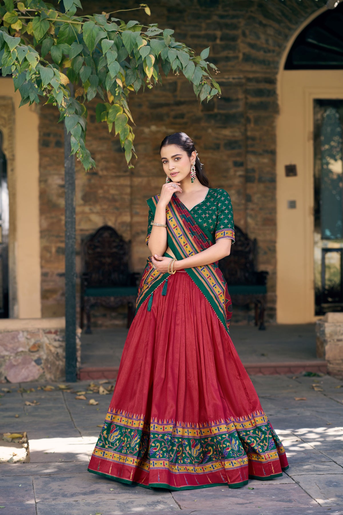 Tussar Silk Printed Lehenga With Dupatta