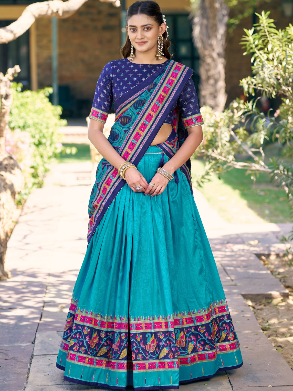 Tussar Silk Printed Lehenga With Dupatta