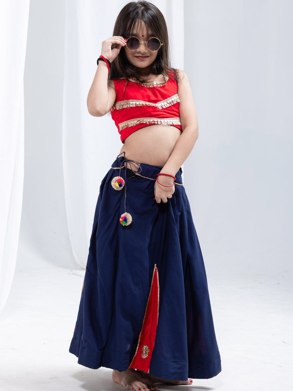 Rayon Cotton Kids Navratri Lehenga With Blouse