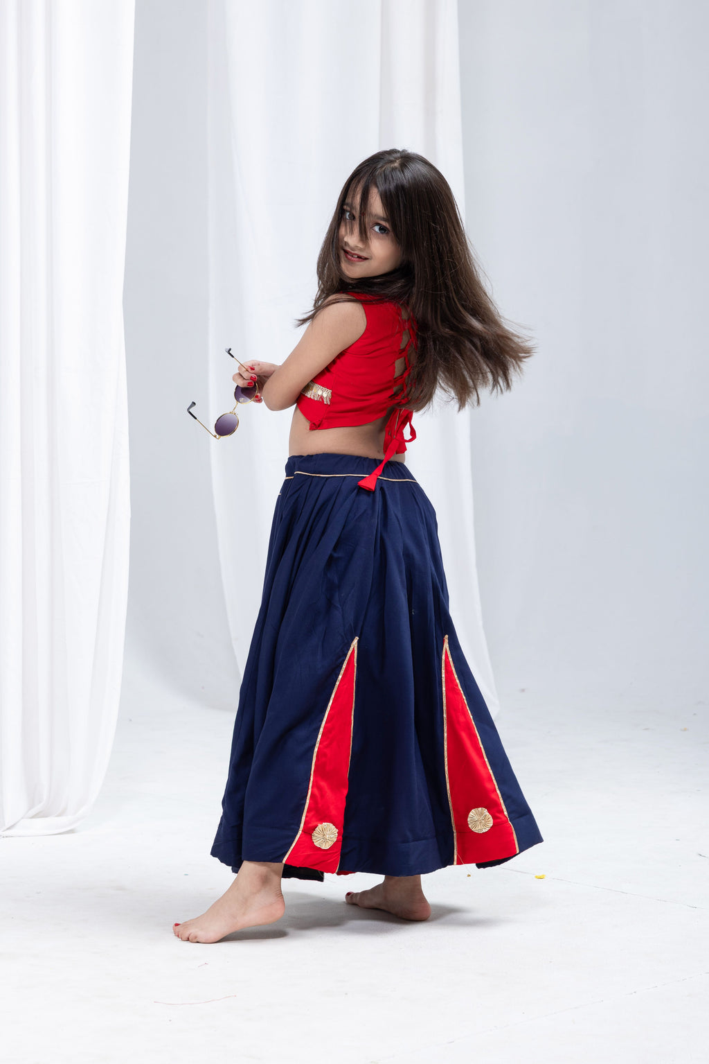 Rayon Cotton Kids Navratri Lehenga With Blouse