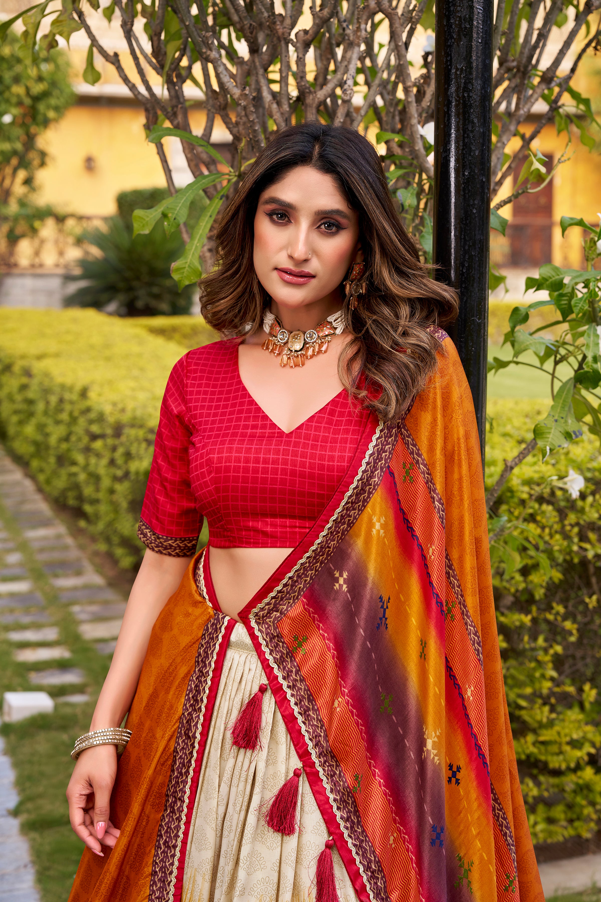 Tussar Silk Printed Lehenga With Dupatta