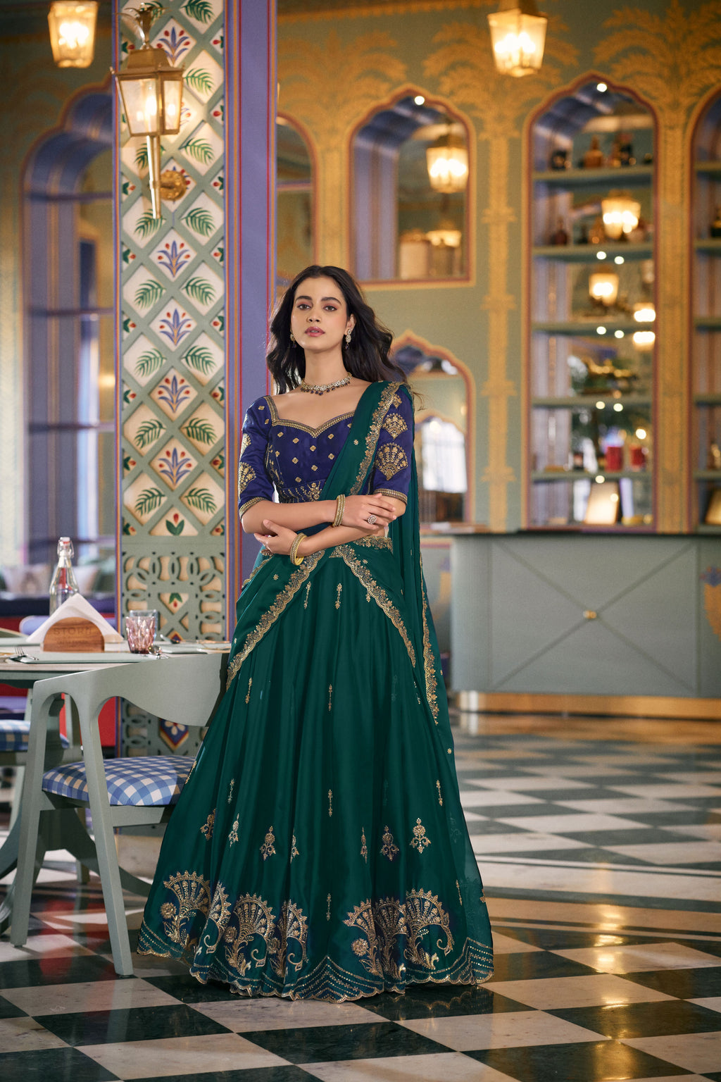 Rangoli Silk Thread Embroidered Lehenga With Dupatta