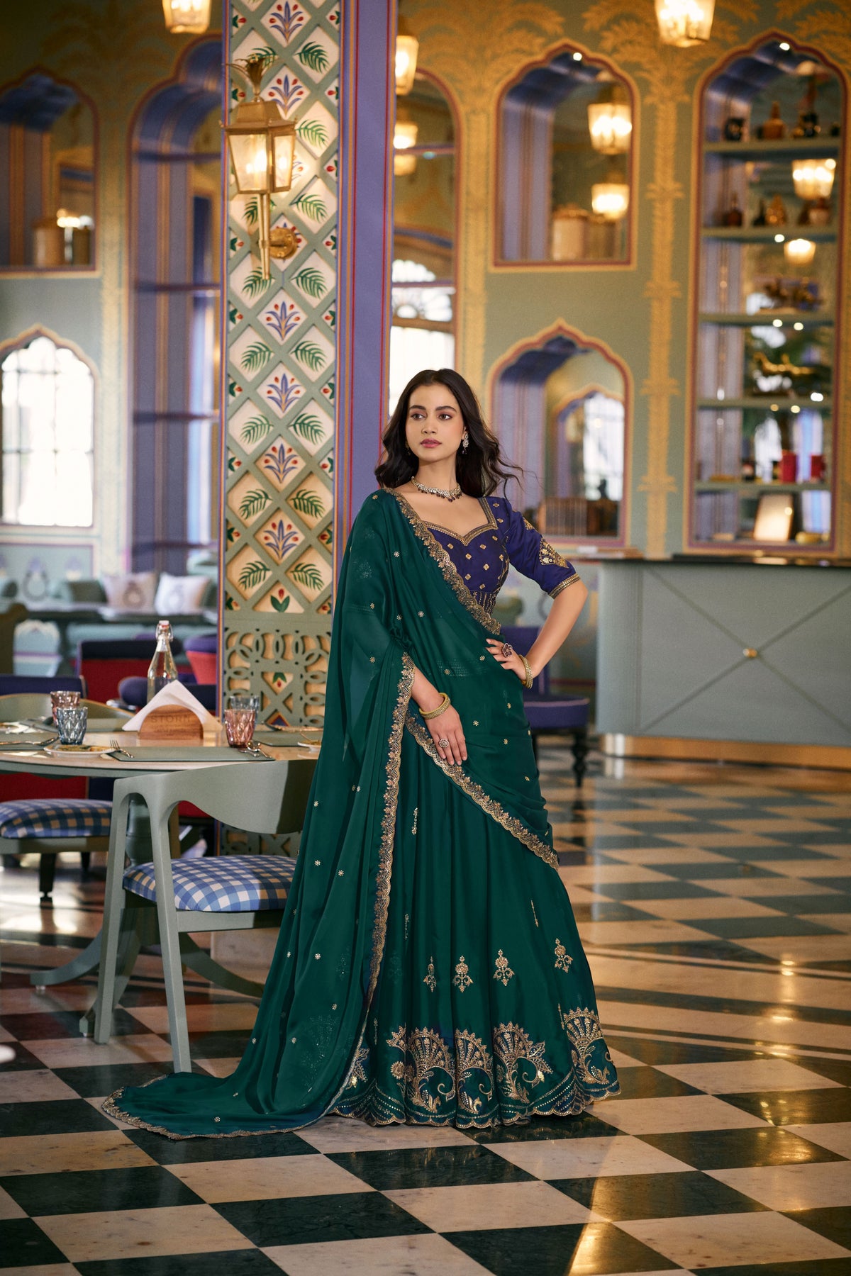 Rangoli Silk Thread Embroidered Lehenga With Dupatta